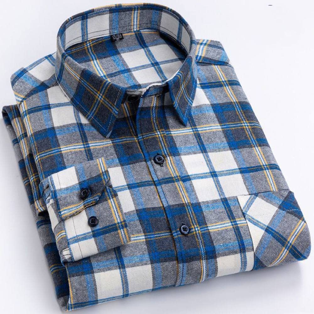 Camicia In Cotone A Maniche Lunghe Da Uomo,Camicia Casual Da Uomo A Manica Lunga, Camicie Di Flanella Scozzese Casual A Manica Lunga Da Uomo Tasche Sul Petto Bottoni Giù Camicie Di Cotone A Quadri