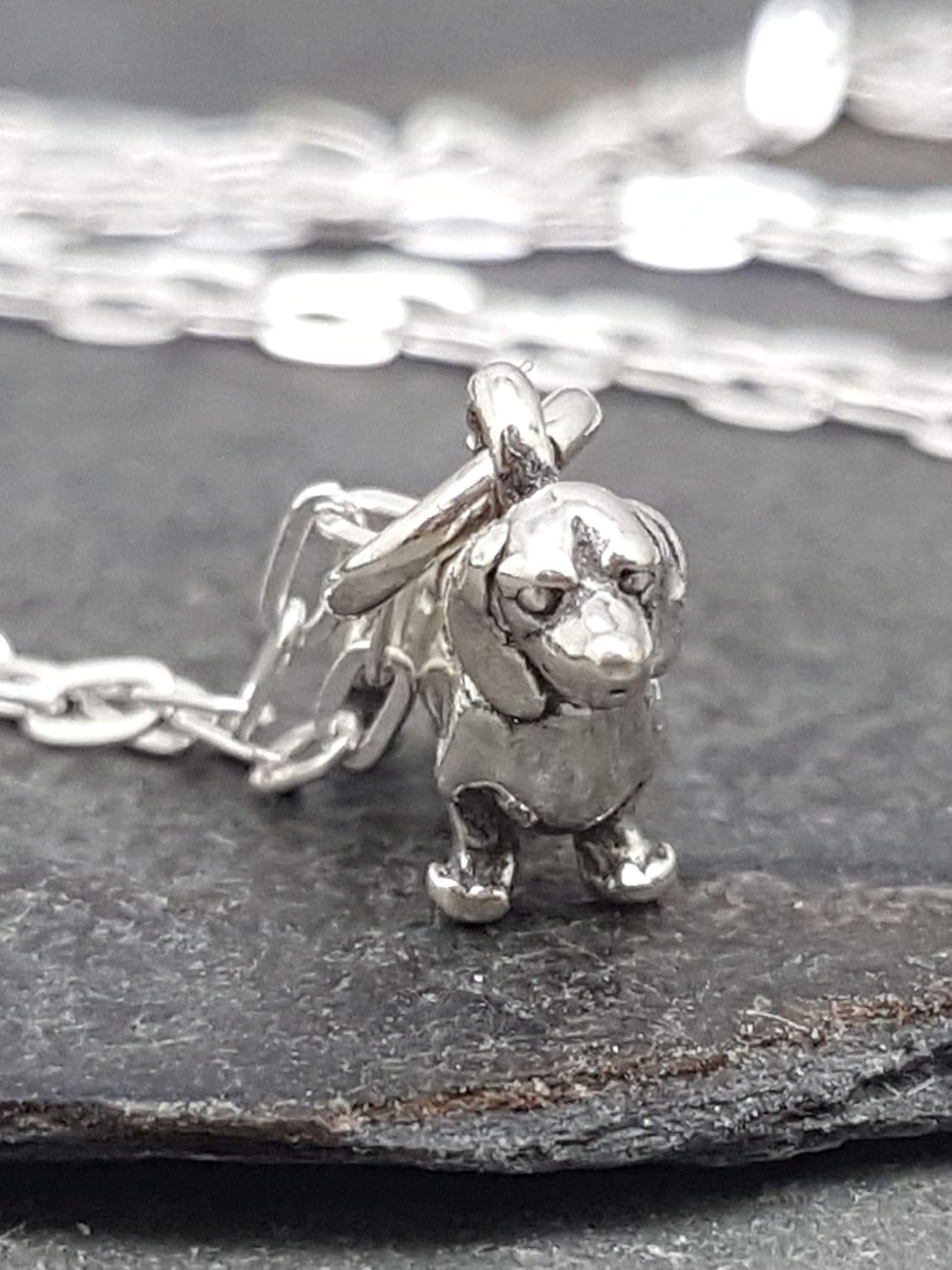 EnCharmed Sterling Silver Tiny Dachshund German Wiener Dog 3D Charm Necklace, 18" - Image 3