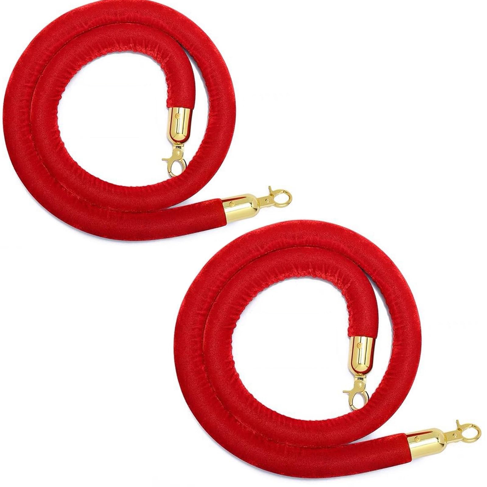CAIFEXUE Stanchion Rope,Crowd Control Barriers for Stanchion Posts Queue Pole, Rope Safety Barrier Withd Hooks,Stanchion Queue Barrier Rope for Carpet Events,3.2Cm/Red/1.5M