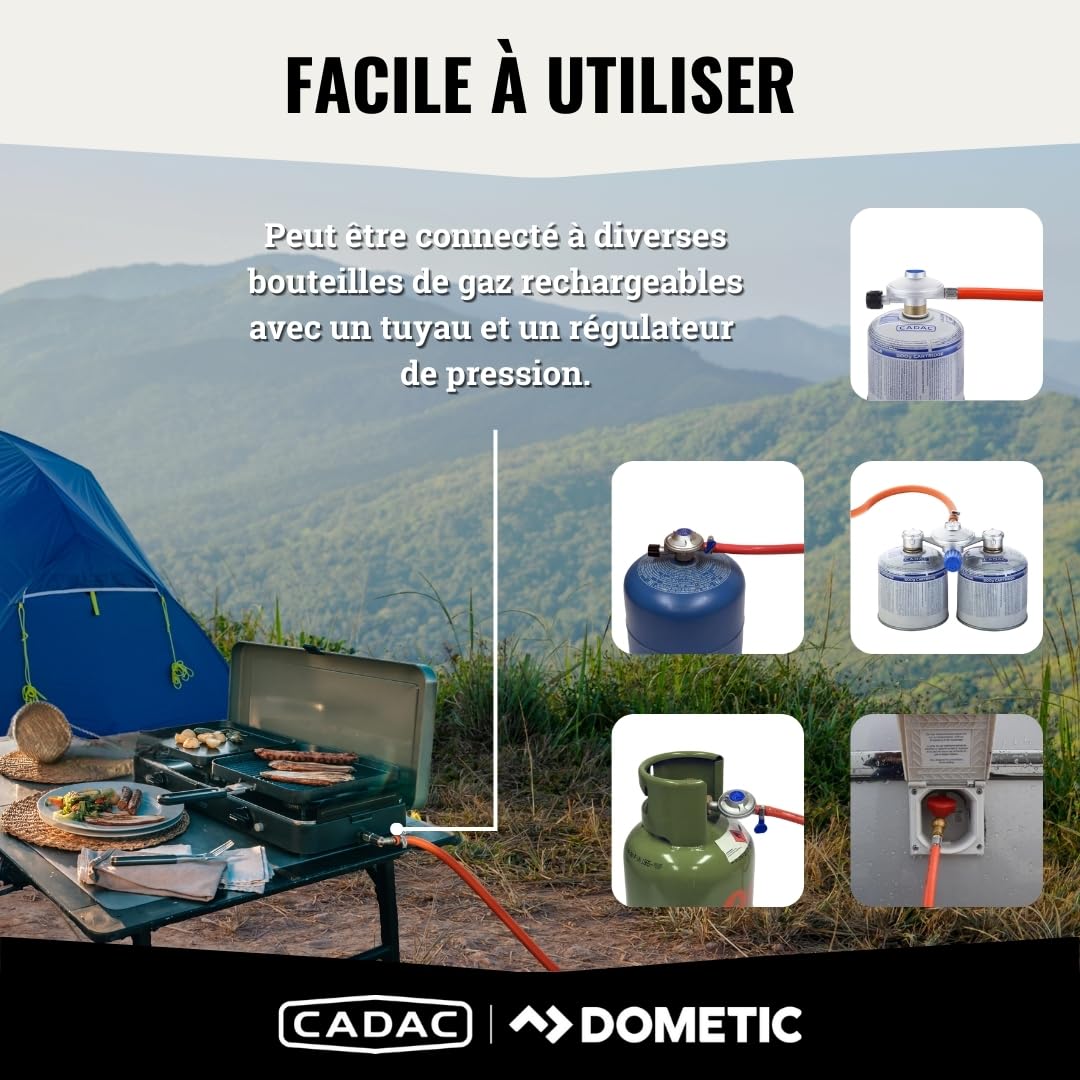 CADAC 2-Cook 3 Pro Deluxe 30mBar - Gril de table pour usage extérieur - Comprend un sac de rangement - Raclette - Noir - Vert - Barbecue