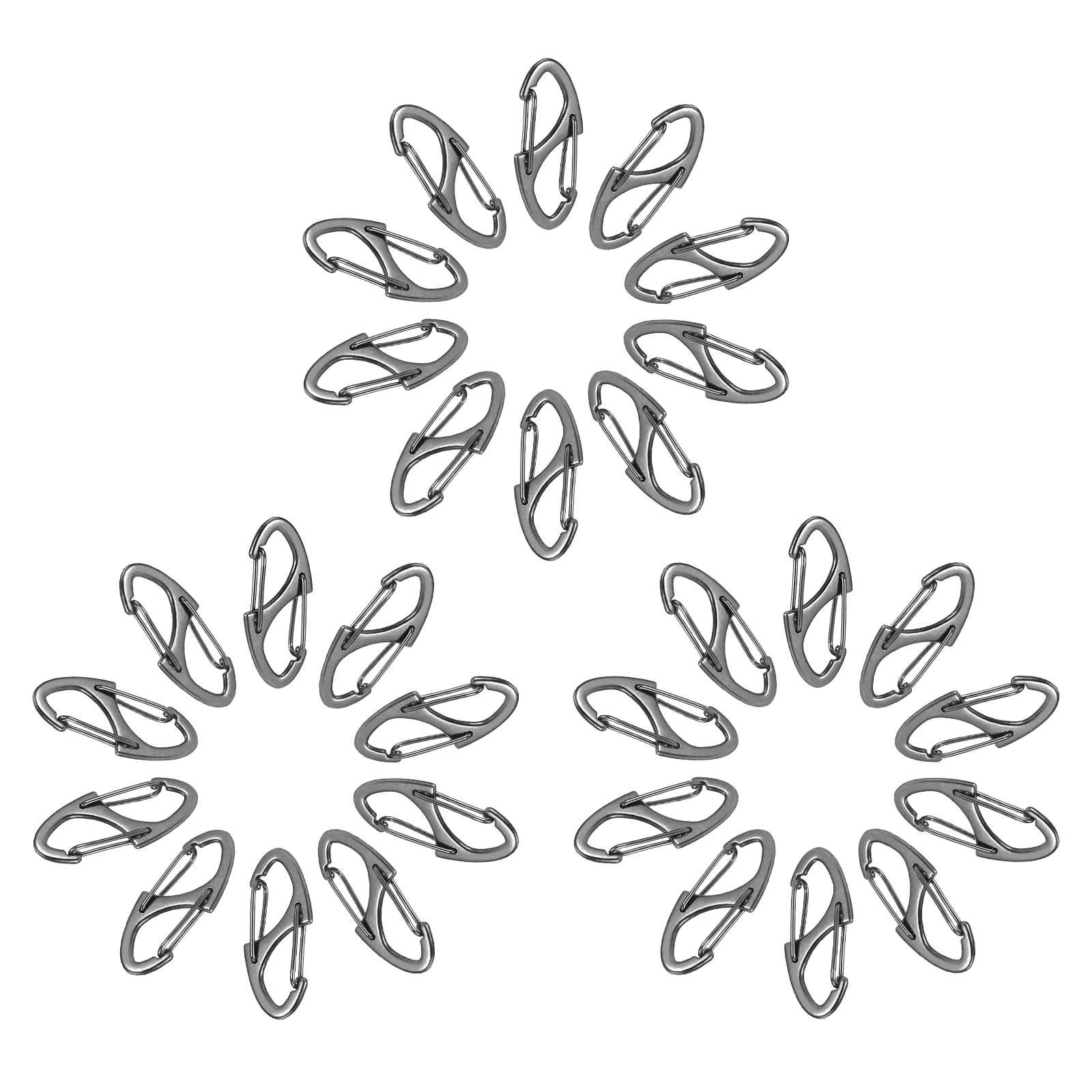 30 Pcs Grey Zipper Clips Anti Theft, Zipper Locks for Backpacks Purses Lock for Handbags, Double Carabiner S Clips Anti Pickpocket, Luggage Pull Pick