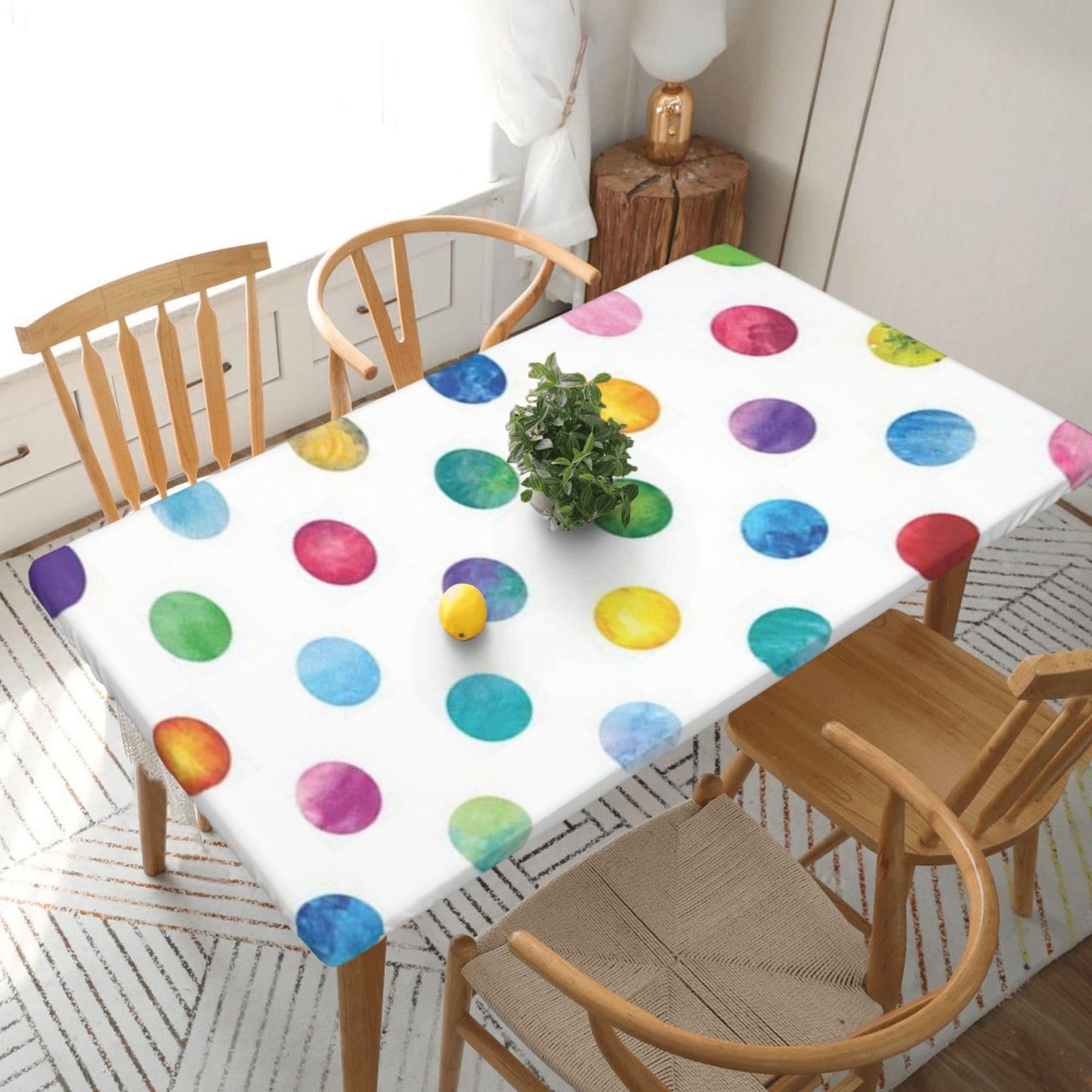 BNVSADC Blue Polka Dot Pattern Printed 5FT Tablecloth Polyester Kitchen Water Resistant Table Cloth Dining Table Decoration Table Covers, 152x76 CM