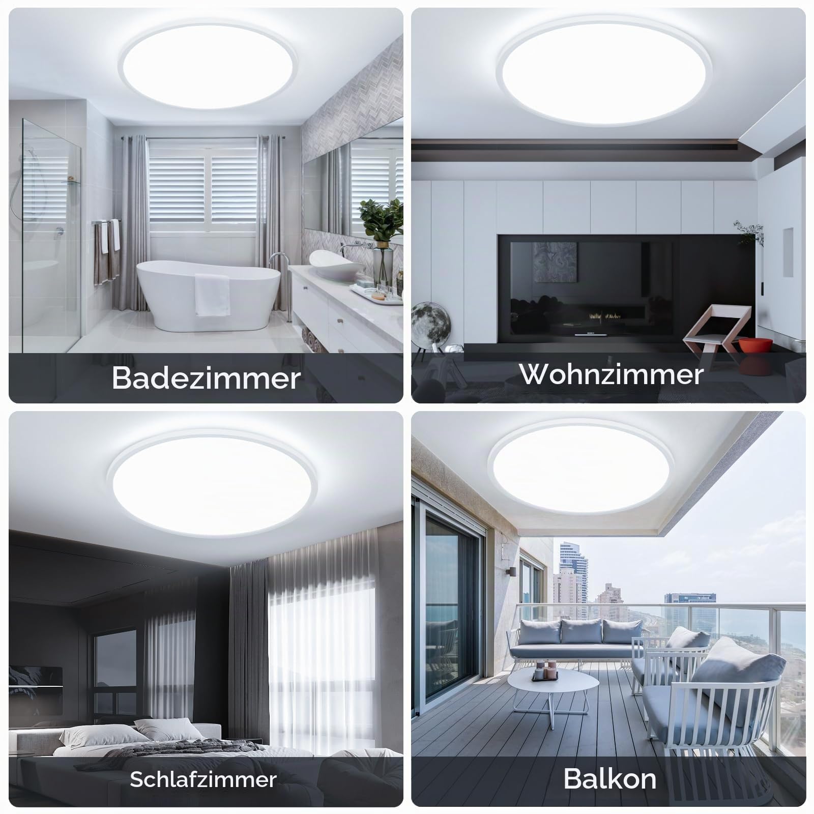 EASY EAGLE LED Deckenleuchte 50CM, Rund Deckenlampe 6500k 52W, Modern Badezimmer Lampe Led Panel Küchenlampe für Flur Schlafzimmer Balkon Wohnzimmer Küche Keller