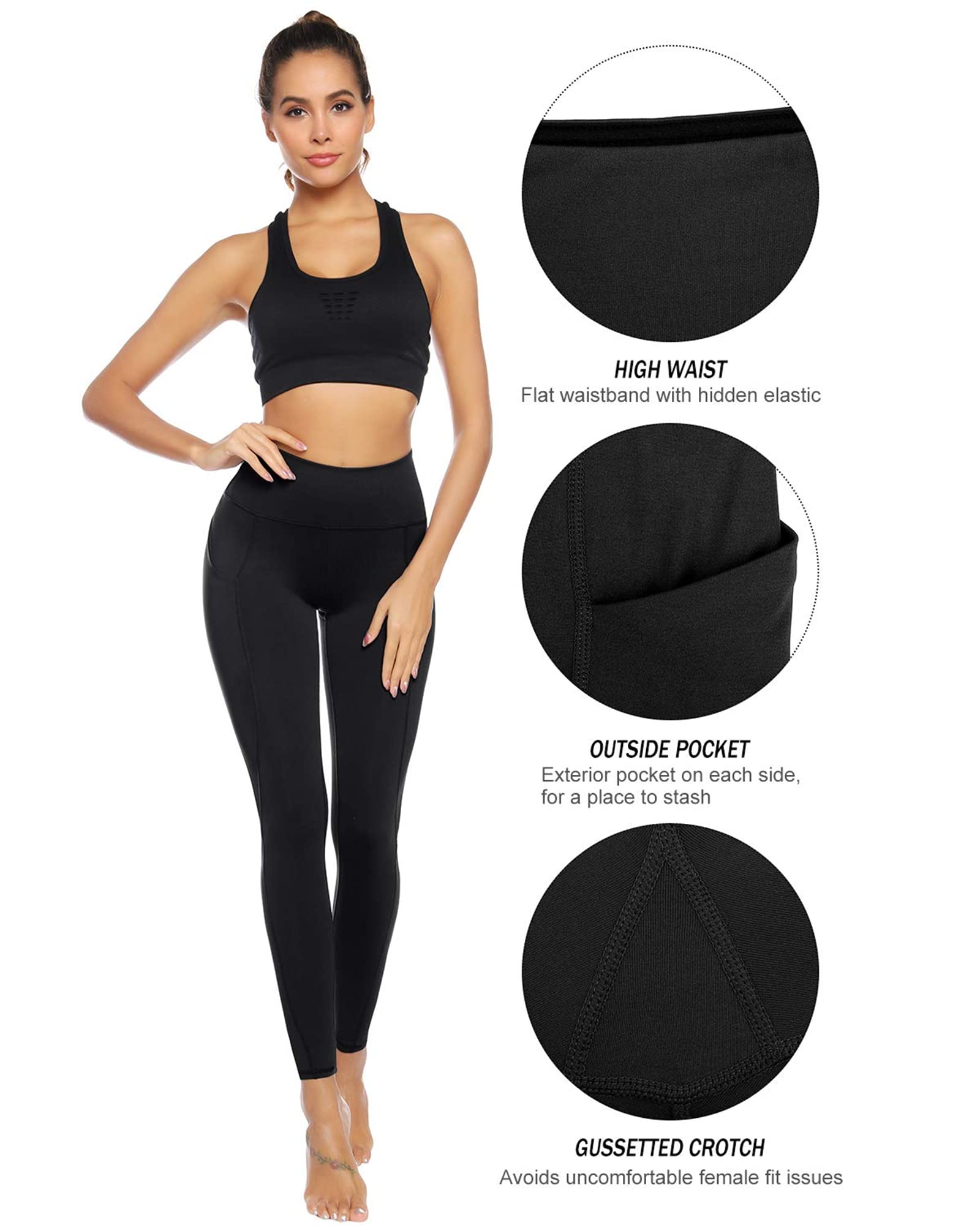 AUU Legginsy z wysokim stanem z kieszeniami legginsy treningowe dla kobiet Stretch Power Flex Capri spodnie do jogi maślane miękkie