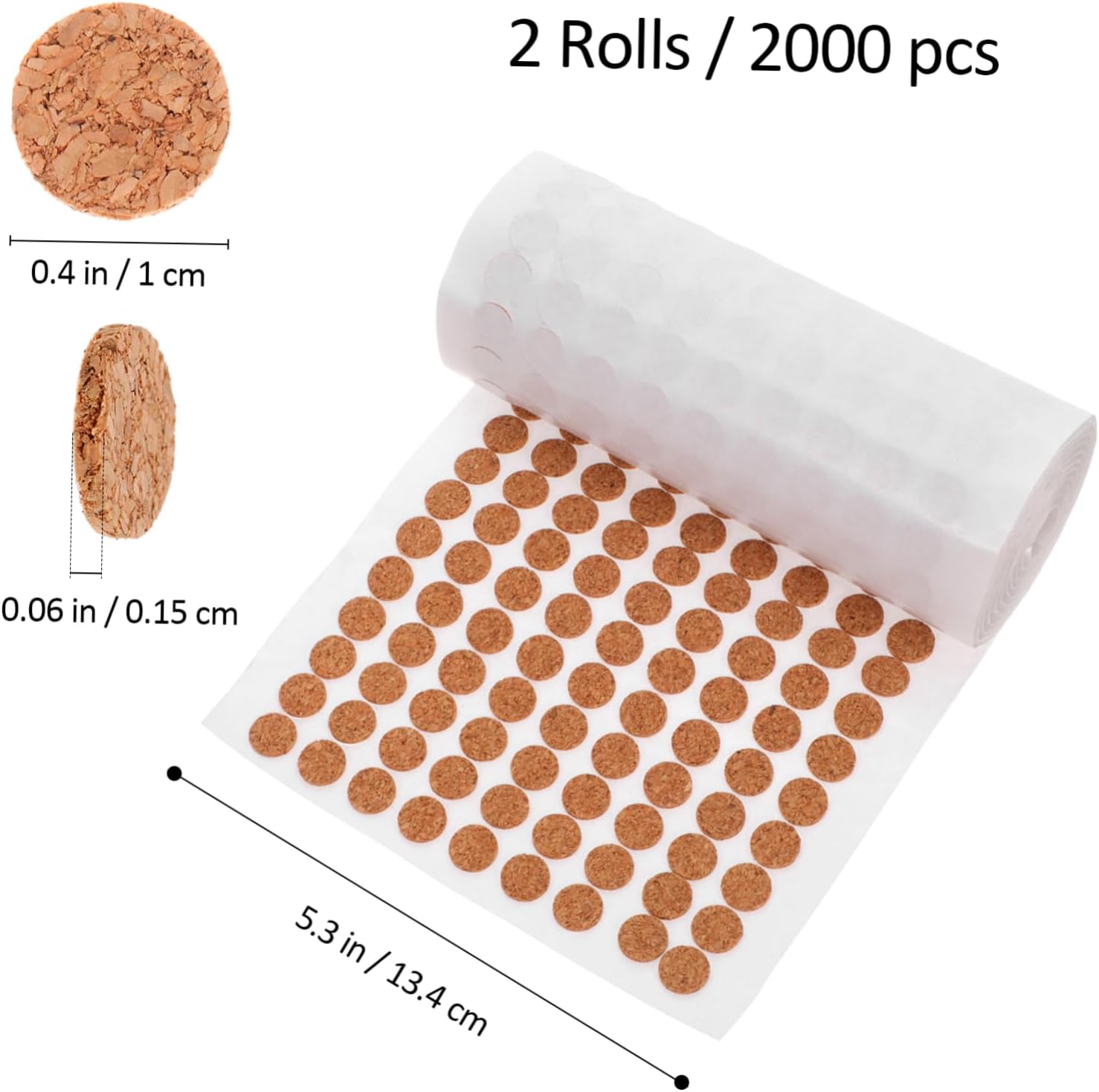 2000pcs Cork Liners for Kitchen Adhesive Backed Cork Pads for Cabinet Protector