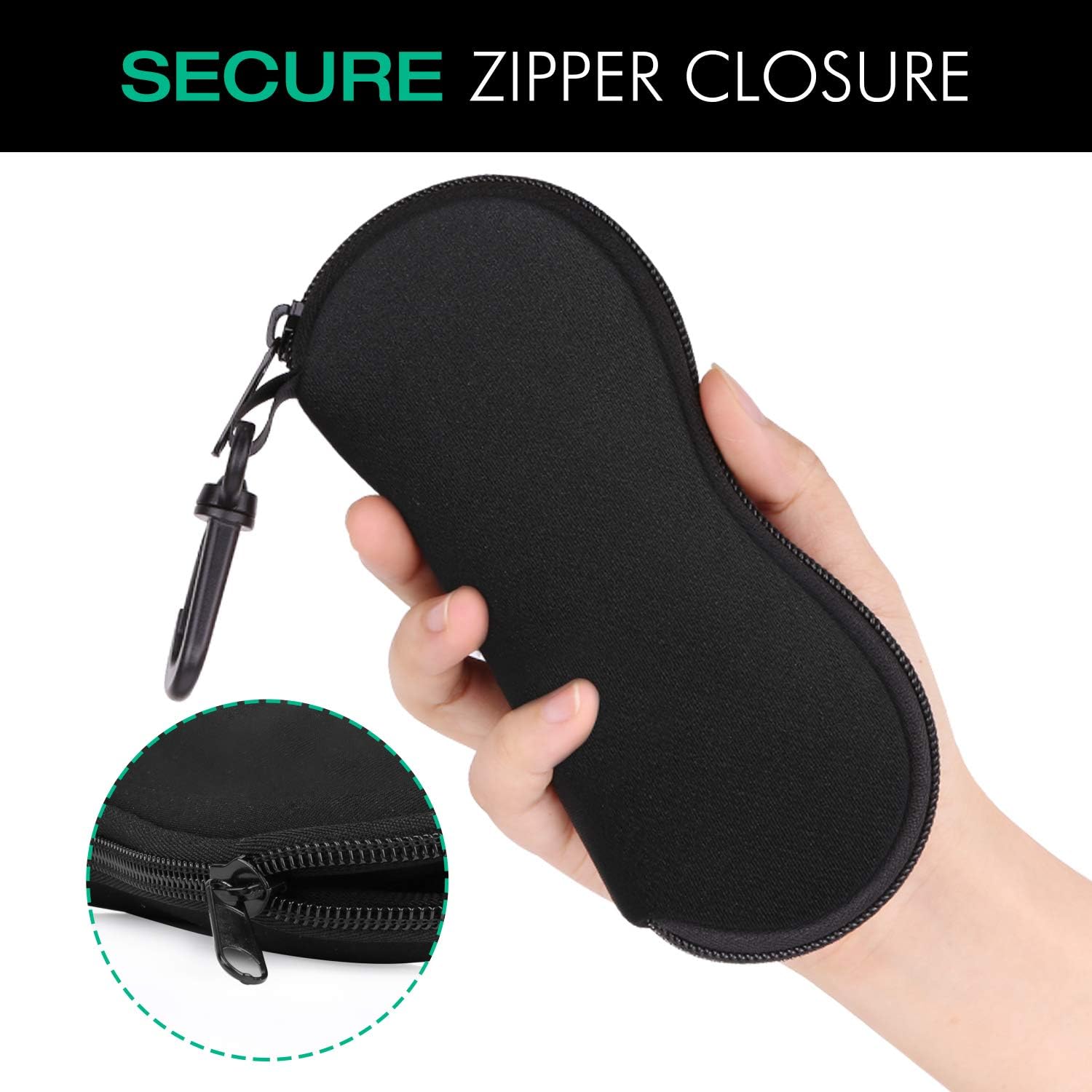 MoKo Sunglasses Soft Case Ultra Light Neoprene Zipper Eyeglass Case for Men Women