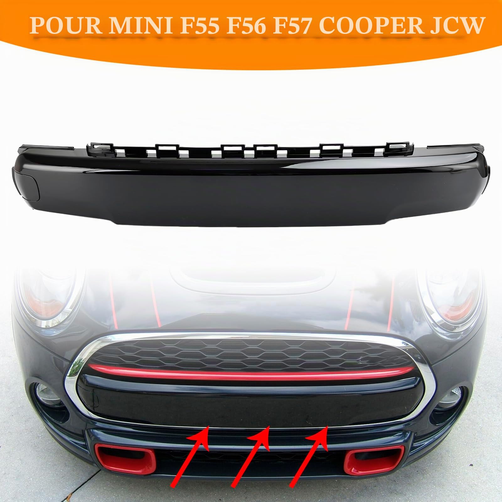 Cache Plaque Avant Noir Brillant pour Mini F55 F56 F57 Cooper