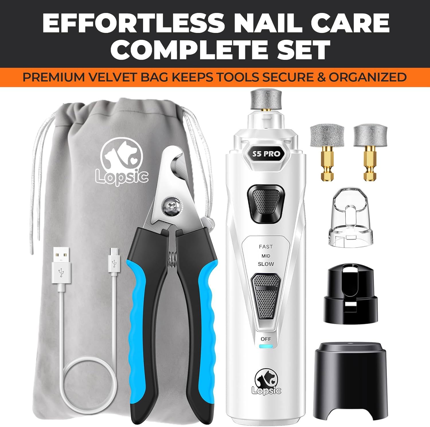 Whisper Quiet Dog Nail Grinder Safe & Stress-Free for Sensitive Dogs Cats view 9