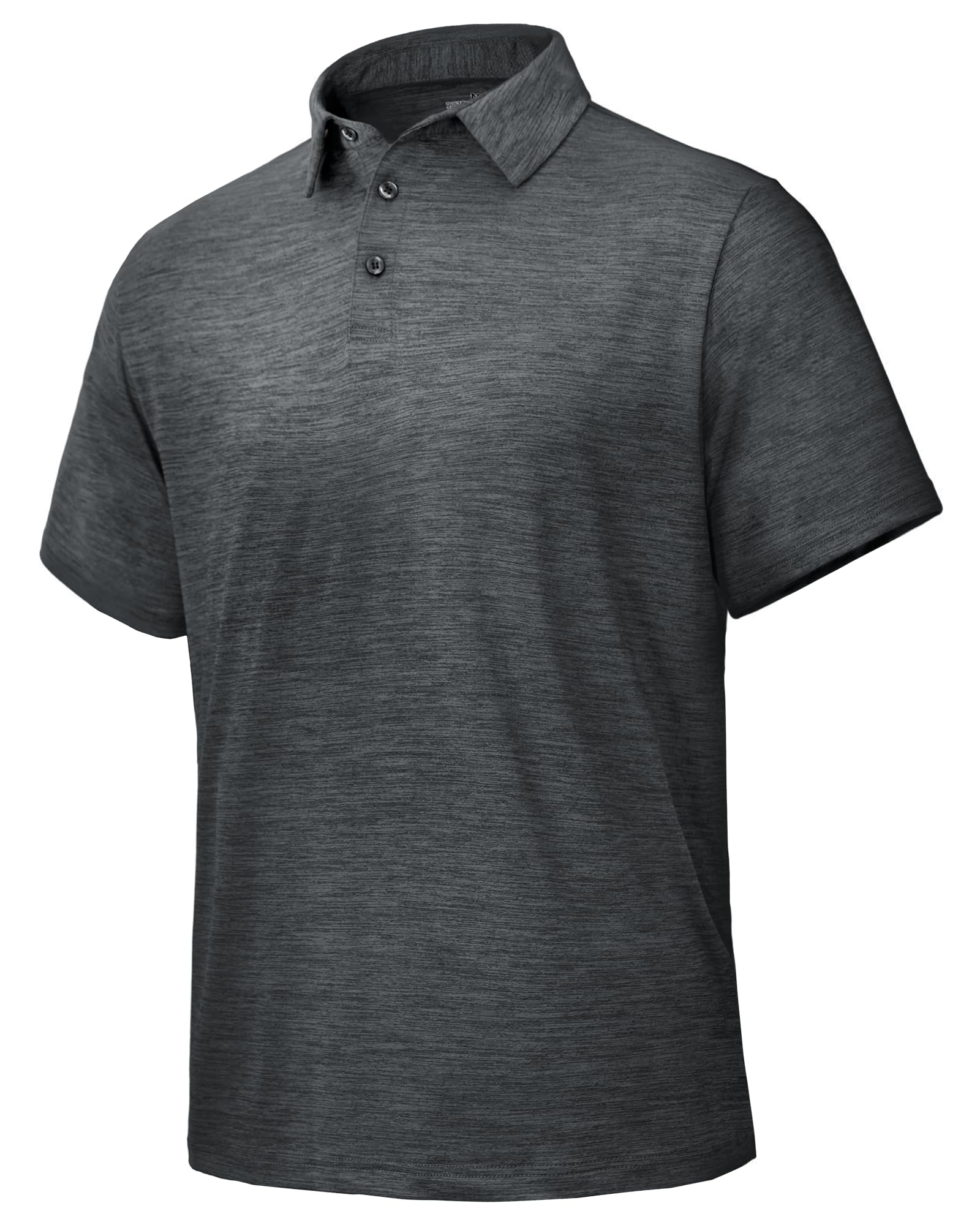 Polo Shirts for Men - Quick Dry Moisture Wicking Black Short Sleeve Performance Golf T Shirts for Casual Work Athletic
