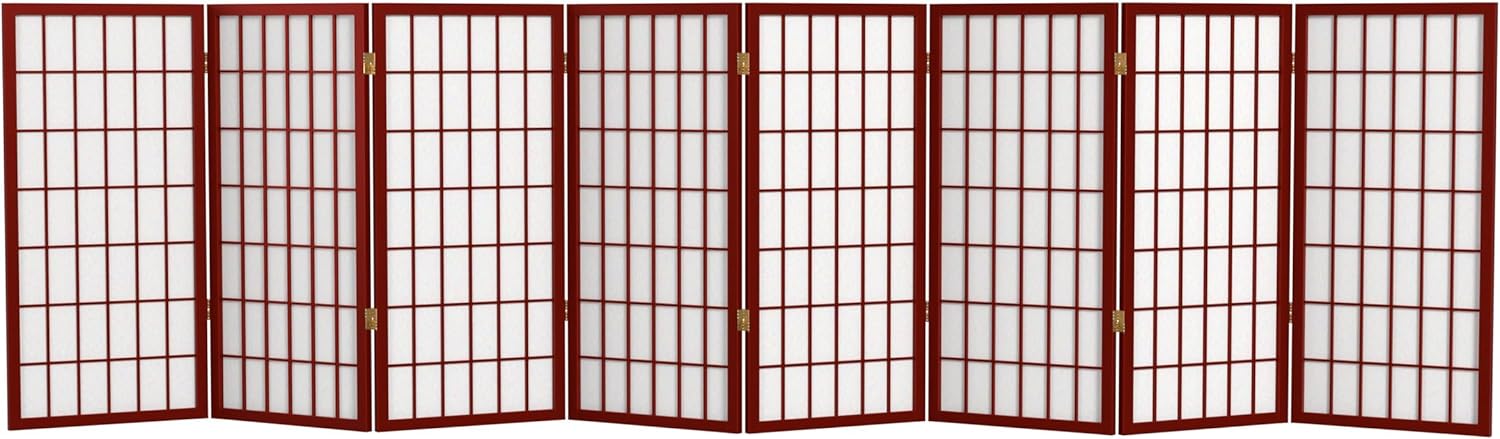 3 ft. Short Window Pane Shoji Screen - Rosewood - 8 Panels