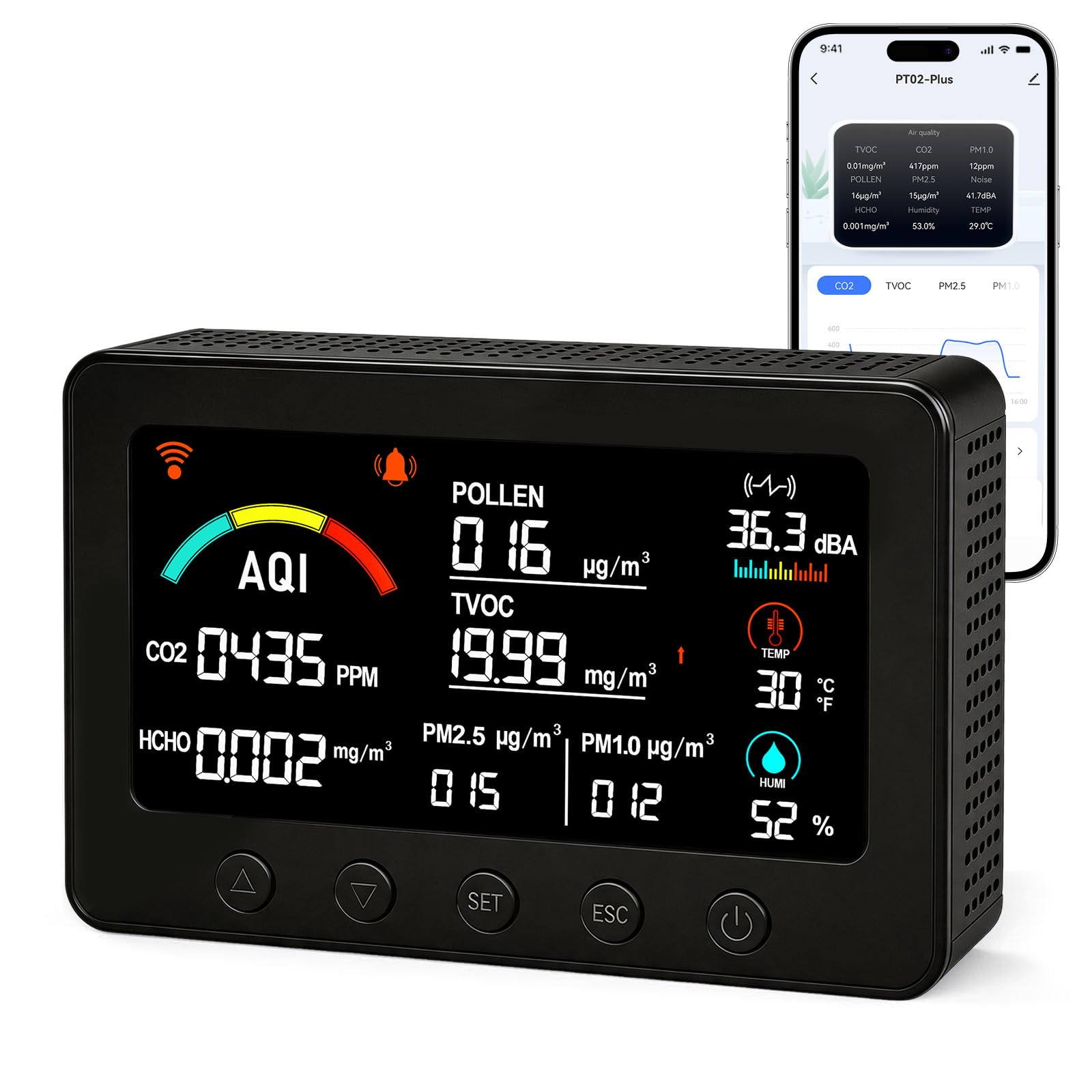 AIRNERGY 12-in-1 Air Quality Monitor Indoor for Baby Nursery