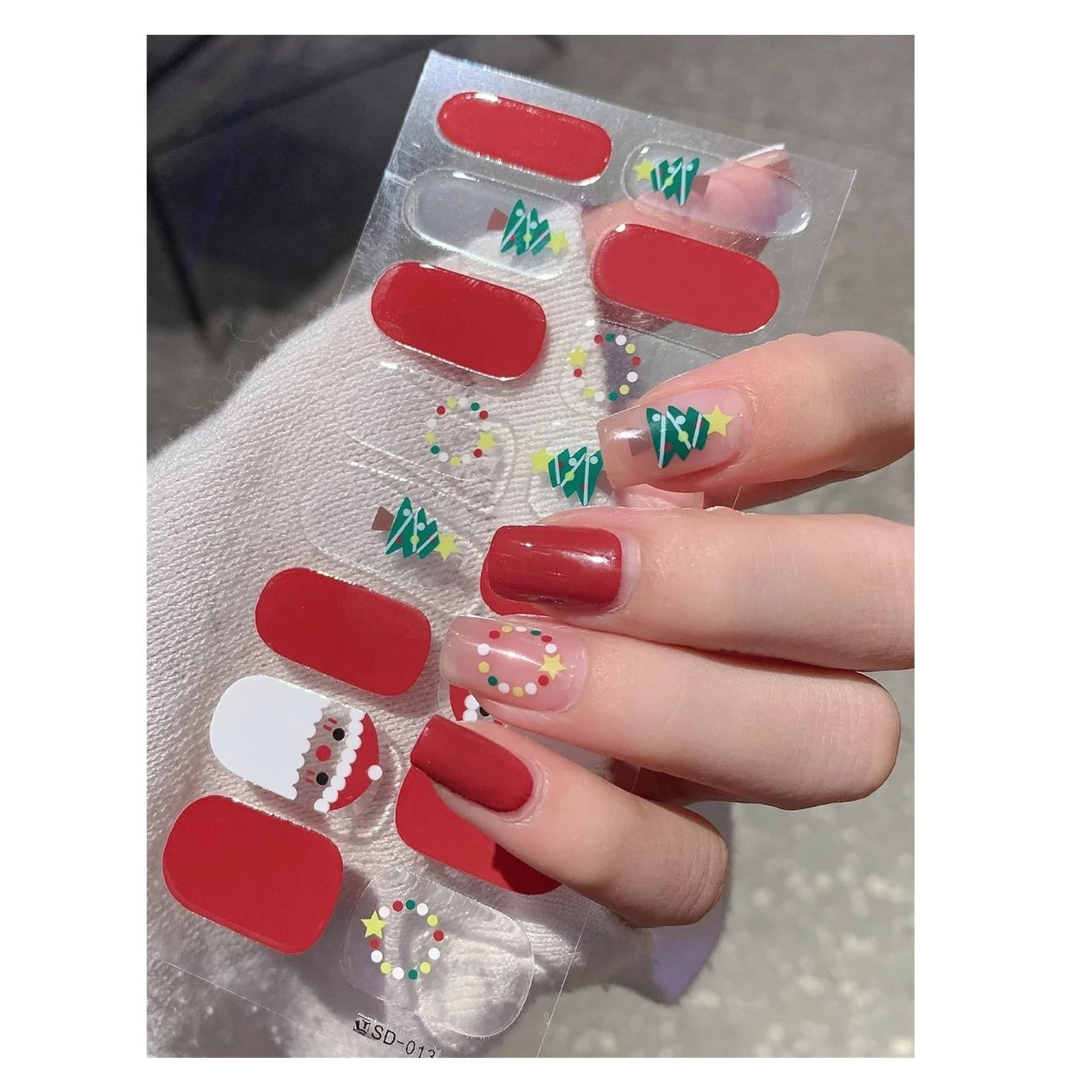 Snowflake Nail Decals - Long-Lasting Semi-Cured Gel Nail Wraps for Winter - French Nail Art Stickers(013)