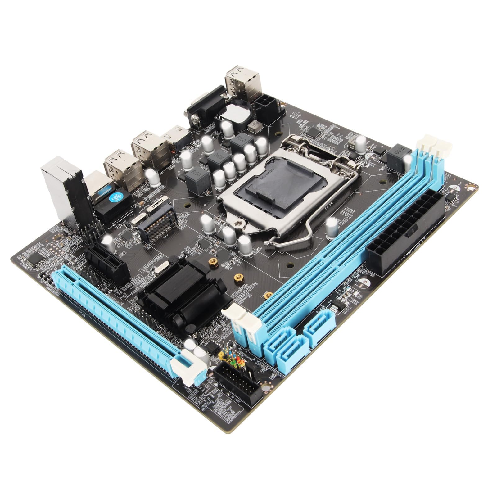 Dpofirs Placa Base de Escritorio, LGA 1155 CPU Ranura de 2.ª Generación Placa Base DDR3 de Doble Canal con Alimentación Trifásica, Salida HD VGA, Micro ATX para Juegos