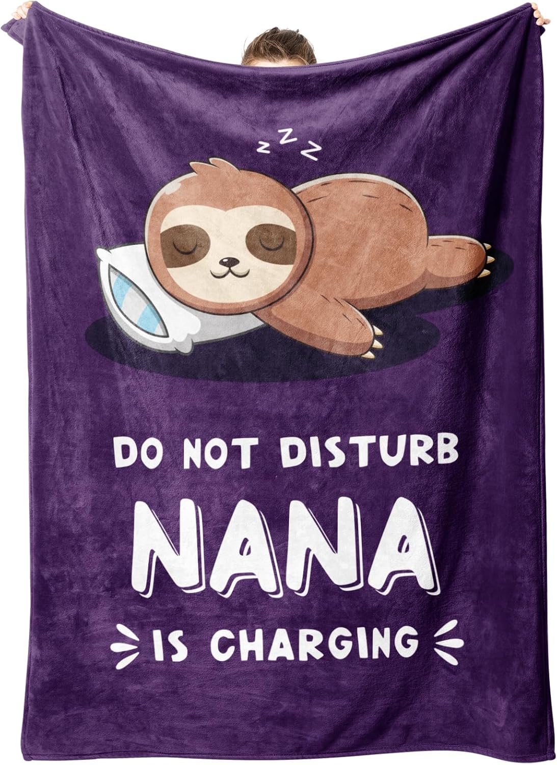 Funny Nana Gifts, Nana is Charging Sloth Blanket, Nana Birthday Gifts, Gifts for Nana from Grandkids for Mothers Day Christmas, Soft Sloth Throws Blankets for Nana 60"X50"