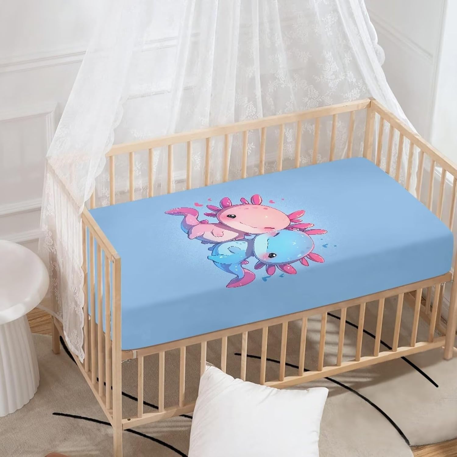 Cute Axolotl Premium Stretchy Crib Sheets 1 Pack Comfort, Buttery Soft Crib Mattress Sheet Toddler Bed Sheets Baby Sheets for Crib, Unisex Crib Fitted Sheet