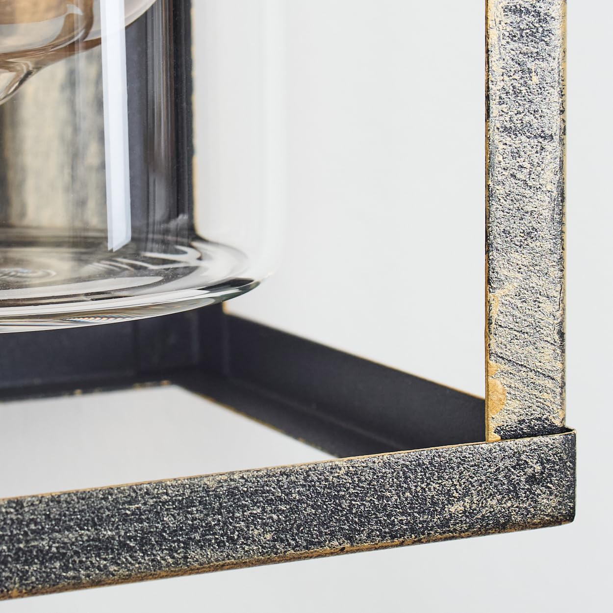 HOFSTEIN Außenwandleuchte Portalis, Außenleuchte mit Bewegungsmelder aus Metall/Glas in Schwarz-Gold/Klar, moderne Wandlampe für Eingangsbereich, 1 x E27, ohne Leuchtmittel, IP44