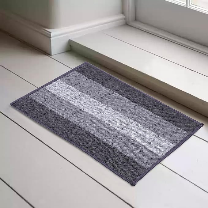 Status Contract Anti Slip Front Door Mat|(38x58cm) Living Room Rug for Entrance Door|Polypropylene Floor Mats for Home|Essential Small Rugs for Office, Bedroom & Kitchen|Grey | Set of 1