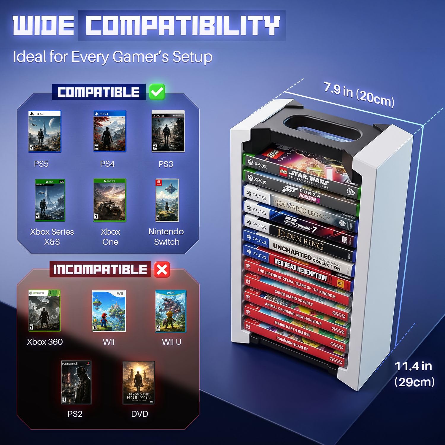 Amazon.com: TNP Universal Video Game Storage Tower for PS5, PS4