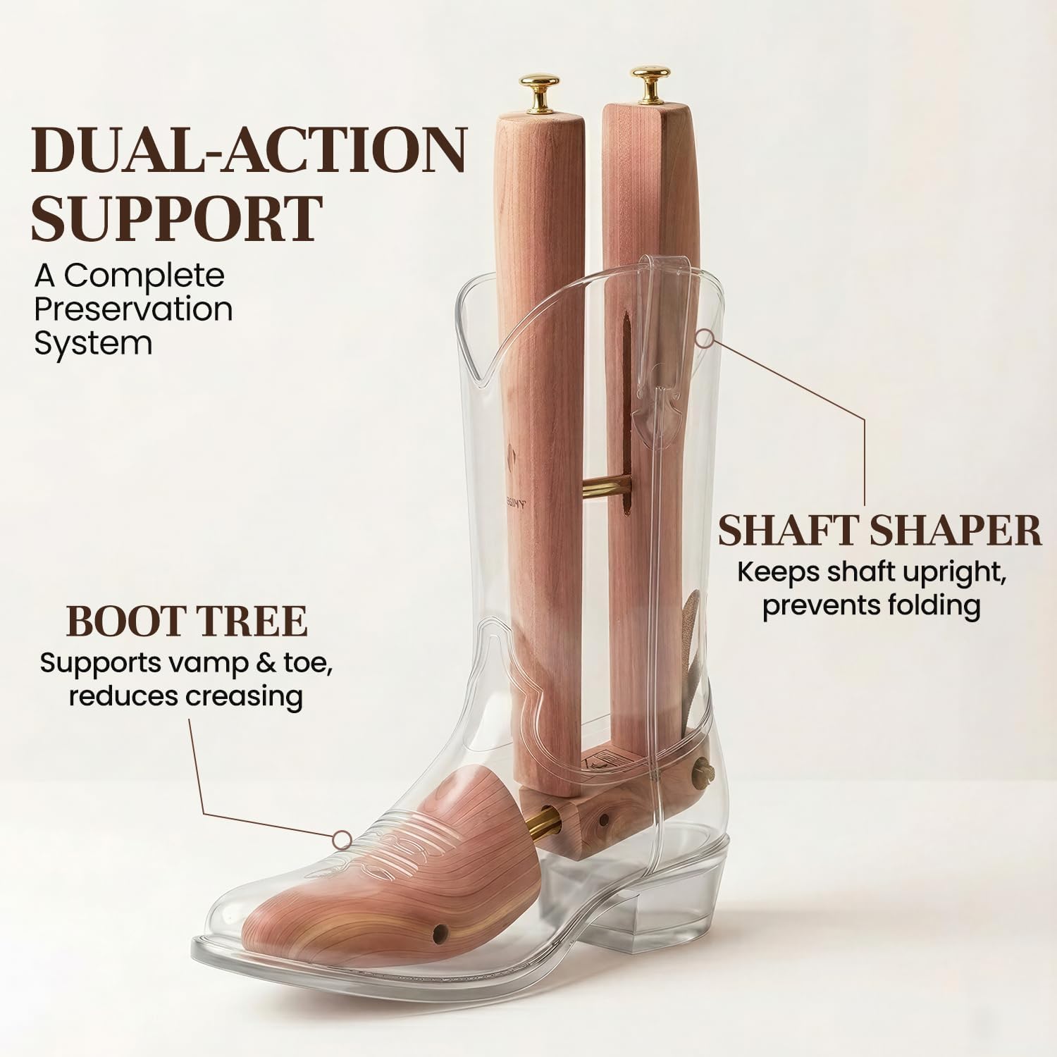 HOUNDSBAY Cowboy Boot Trees, Cedar Western Boot Tree for Men & Women, Shoe Tree for Boots, Boot Stretcher & Shaper