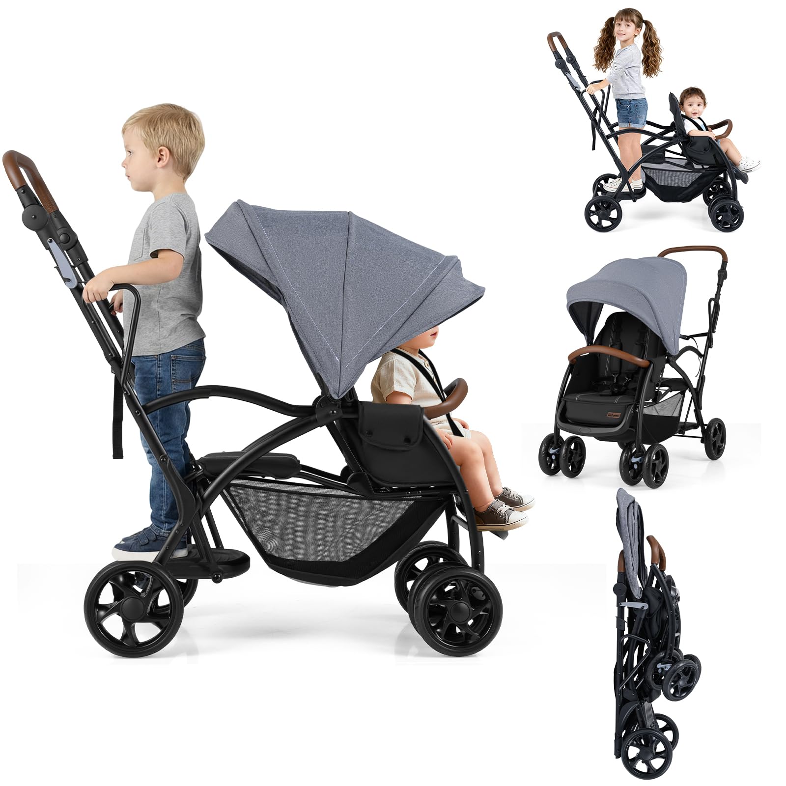 INFANS Sit & Stand Double Stroller
