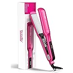 Terviiix Ceramic Hair Straightener, 1-1/2 Inch Wide Flat Iron for Hair, Professional Straightening Irons with Adjustable Temp, 30s Instant Heating, Get Silky Smooth Hair, Dual Voltage, Auto Off, Pink