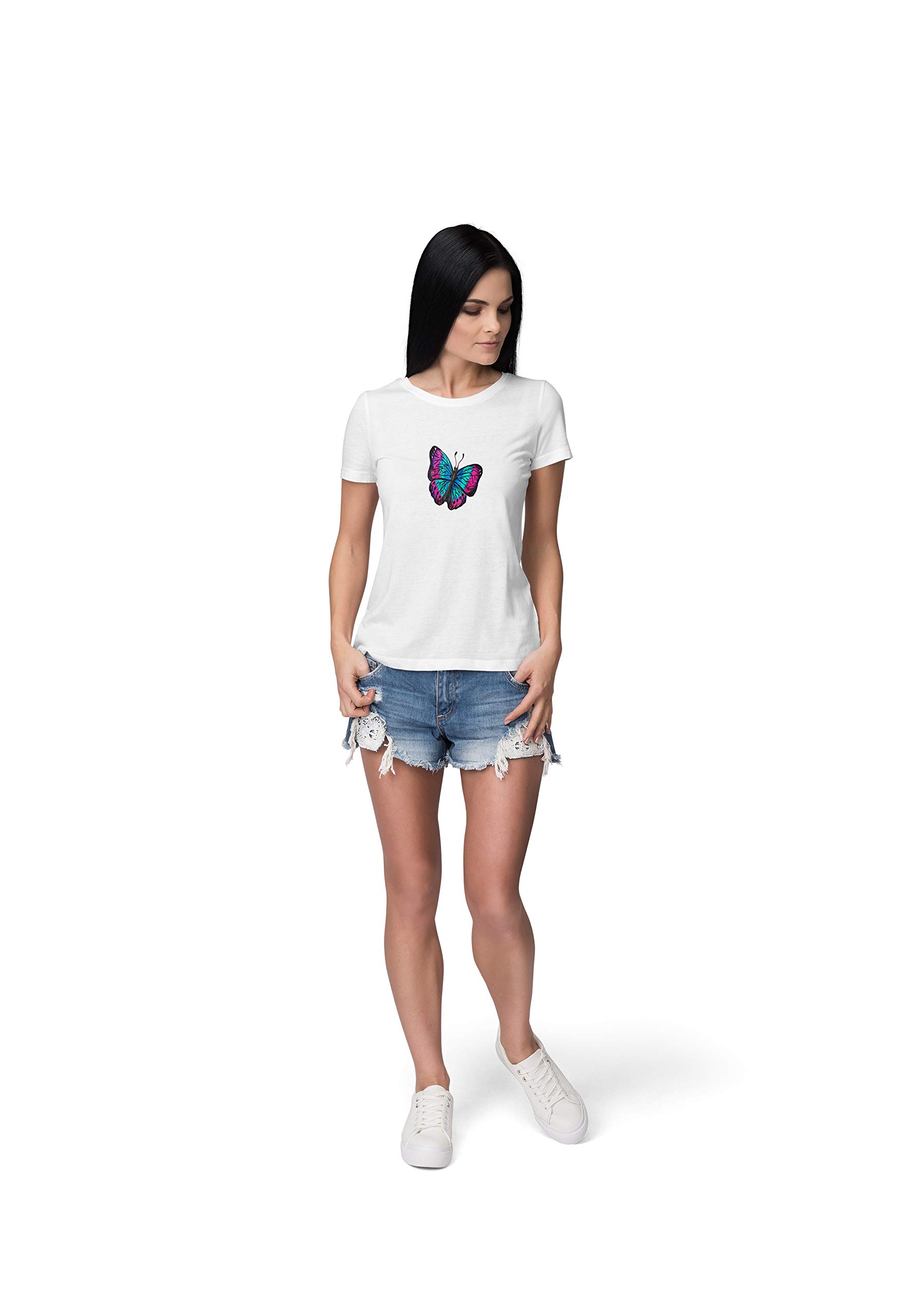 MMTEES 100% Cotton Feel Free to Fly,White Womens Tshirt for The Perfect Present