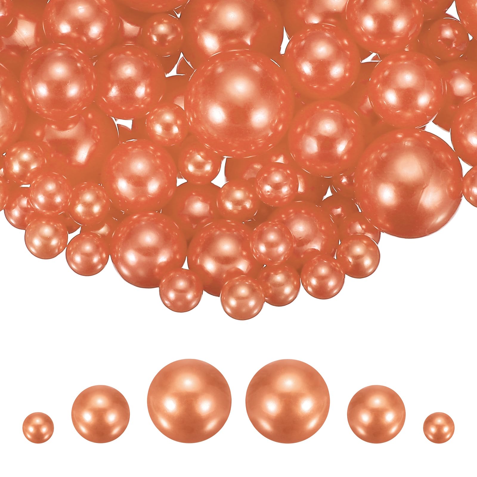 sourcing map 300Pcs Faux Pearl for Crafting, 8/14/20mm No Hole ABS Round Pearls for Vase Fillers Jewelry Making Vase Filler Cosmetic Boxes Home Decor DIY Parts Table Scatter, Champagne Gold