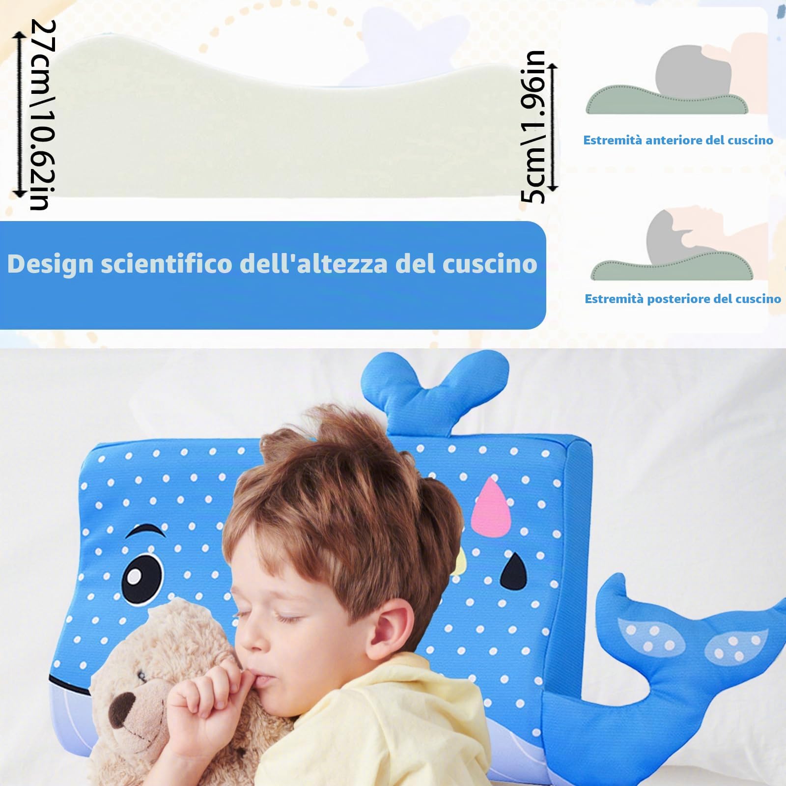 LUKIUP Cuscino Asilo 3-6 anni con Federa, Cuscino Bambini Cuscino Bambino, Con Animali Kawaii, Ergonomico, Traspirante e Delicato Sulla Pelle, Lavabile a Partire dai 3 Anni in su