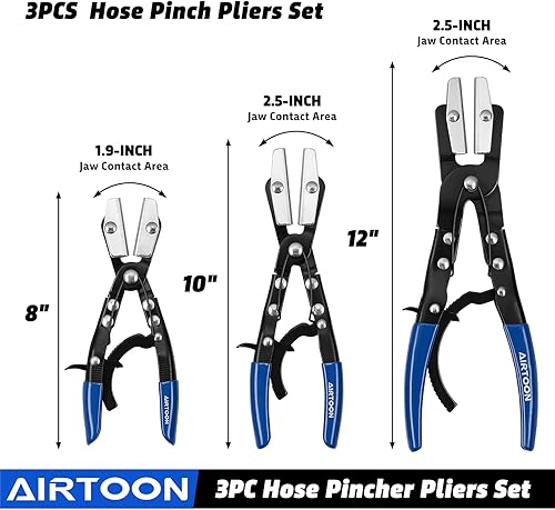 Miniatura 3 de AIRTOON Juego de 3 alicates para manguera, trinquete de bloqueo automático, alicates para mangueras flexibles, automoción, líneas de gas, radiador,