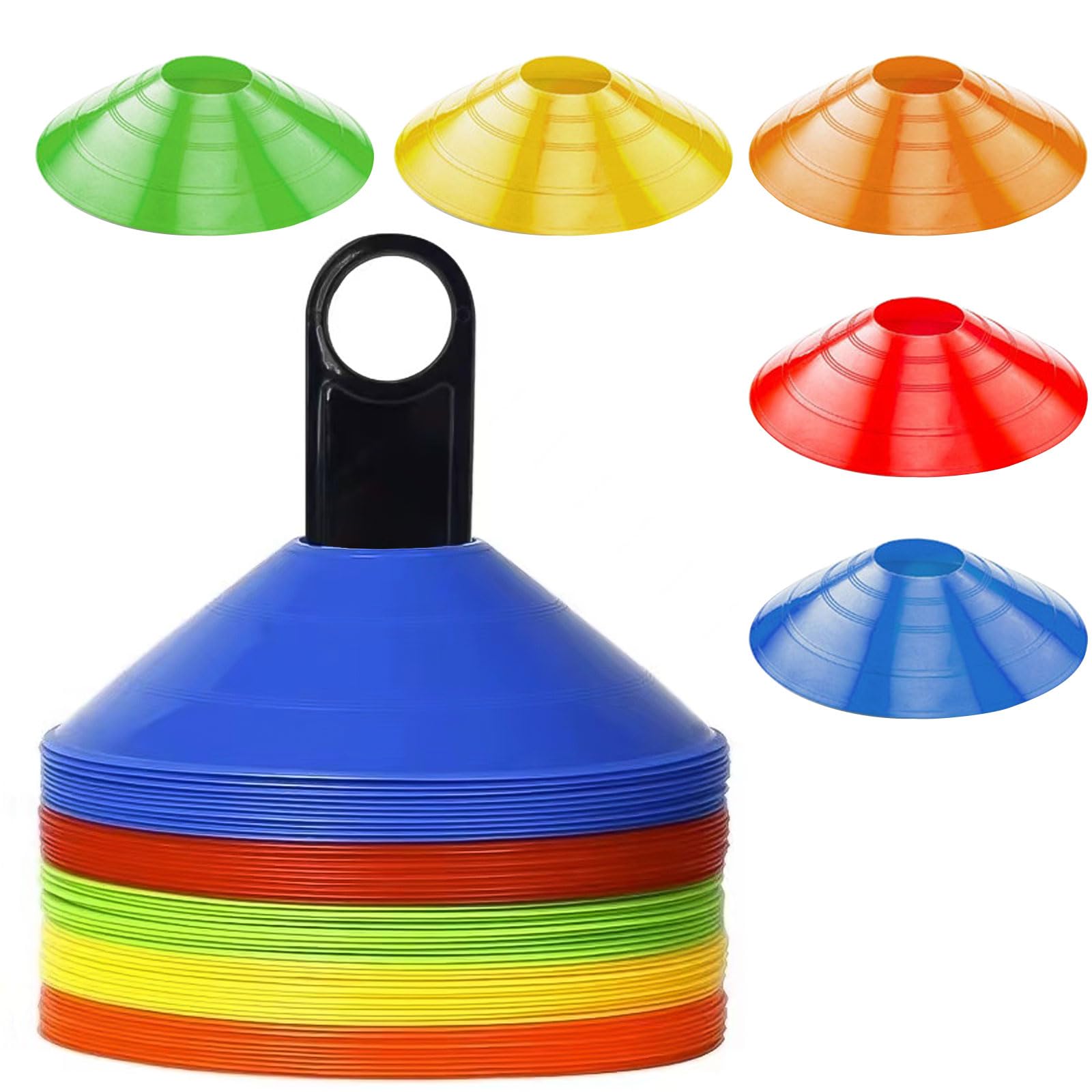 Tebery Confezione da 30 Coni per Allenamento Sportivo, in plastica, per Skate, Calcio, Calcio, Giochi all'aperto, educazione Fisica ed Eventi Festivi, Colori Assortiti, 17 cm