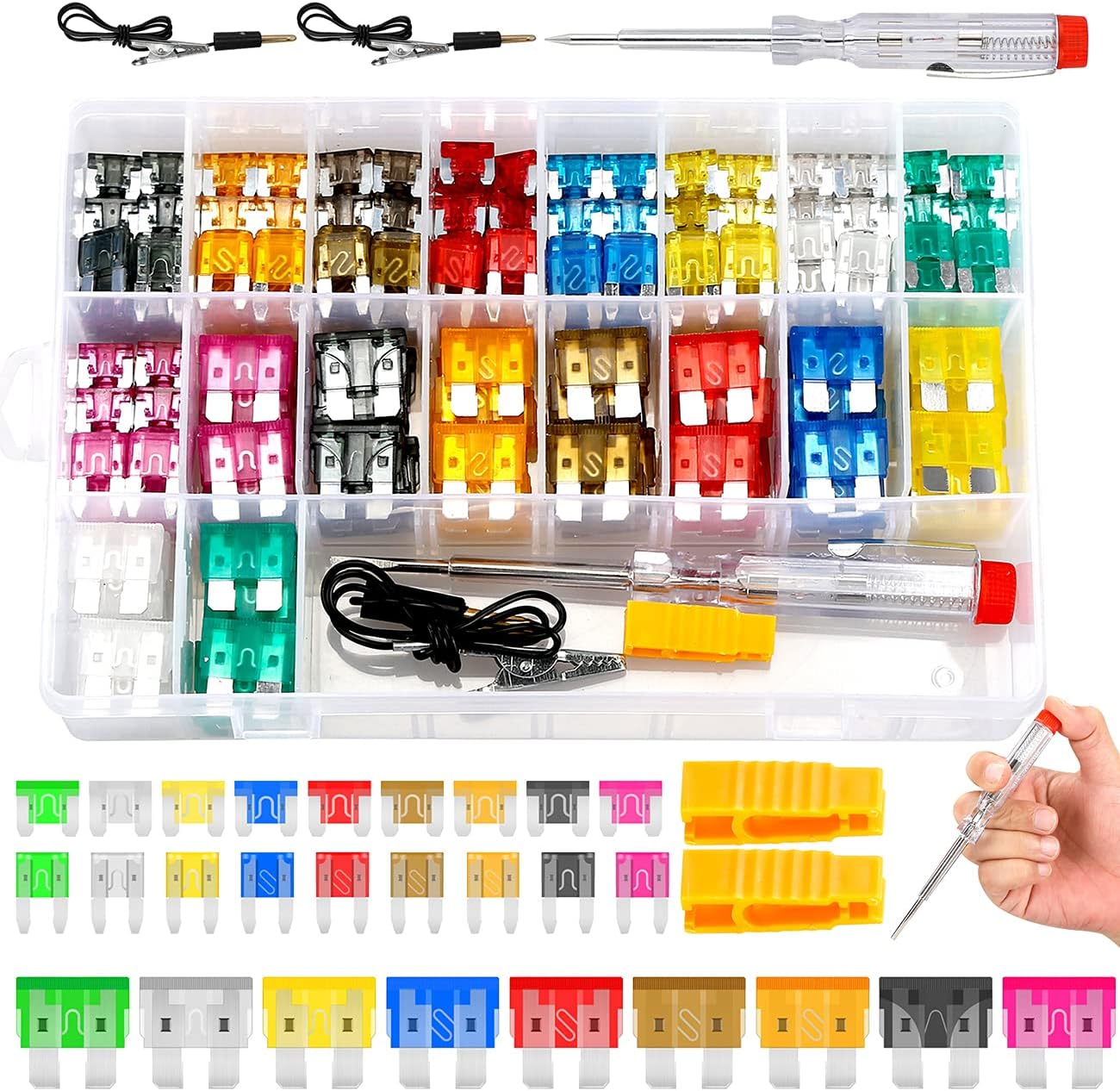 Fuse Assortment Kit,306pcs Car Boat Truck SUV Auto Automotive Assorted Replacement Blade Fuses Standard & Mini & Low Profile Mini-2A 5A 7.5A 10A 15A 20A 25A 30A 35A with Fuse Puller and Circuit Tester