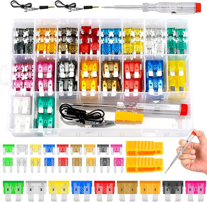 Fuse Assortment Kit,306pcs Car Boat Truck SUV Auto Automotive Assorted Replacement Blade Fuses Standard & Mini & Low Profile Mini-2A 5A 7.5A 10A 15A 20A 25A 30A 35A with Fuse Puller Circuit Tester