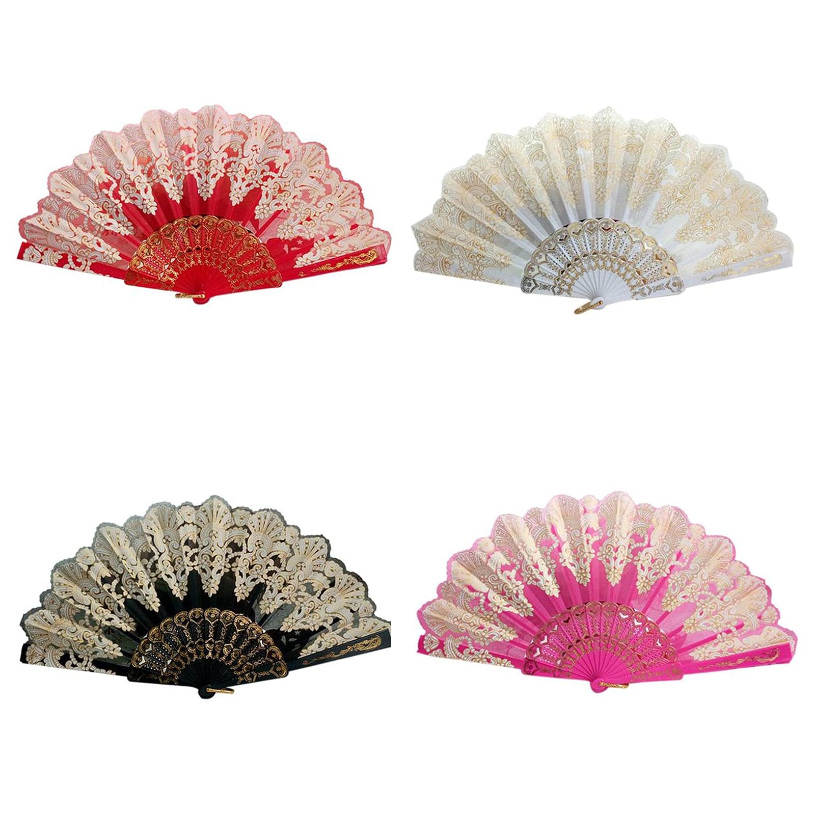 ACCLD Large Folding Hand Fan Chinese/Spanish Style Printed Foldable Fan Festival Gift Performance Fan