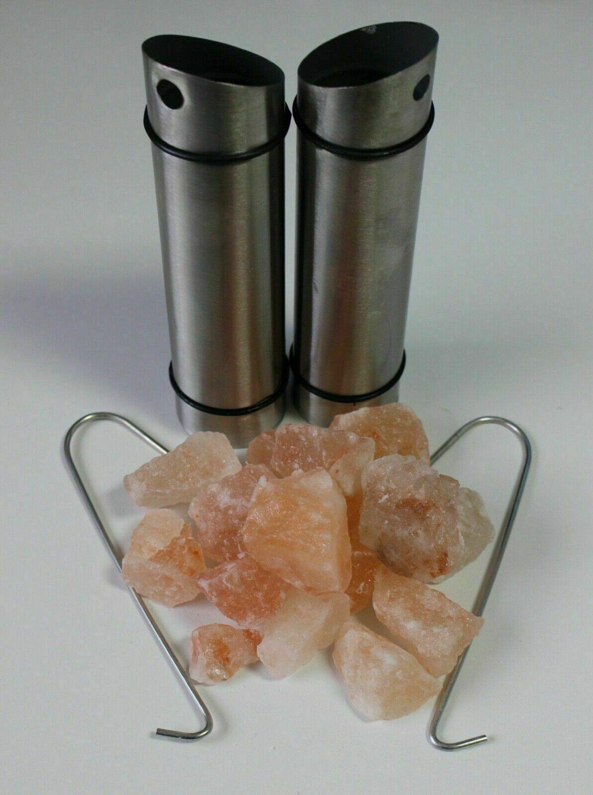 Sauna & Dampfbad Deluxe Edelstahl Salzkristall Halter inkl. rosa Salzkristalle (aus Pakistan - auch unter Himalaya Salz bekannt) und Halterung für Saunaofen