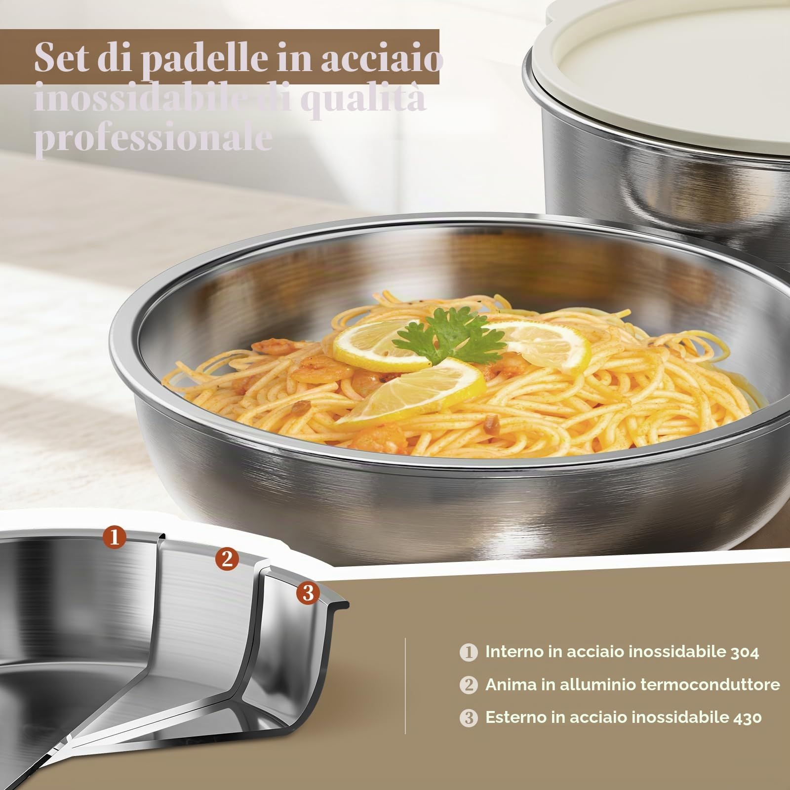 Set di pentole e padelle in acciaio inossidabile da 10 pezzi, set di pentole senza rivestimento con manico rimovibile, padella da 24 cm, pentole da 18/20 cm, impilabili, per tutti i tipi di