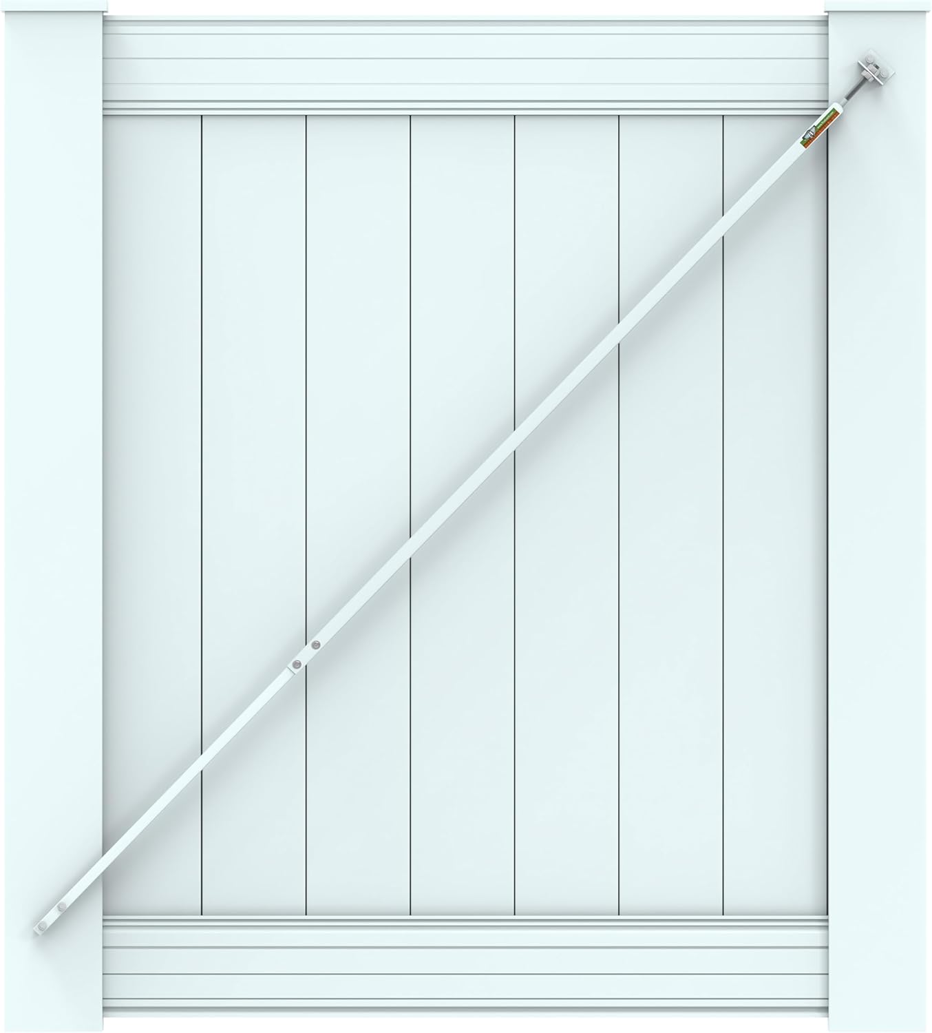 White True Latch 7' Gate Brace for Vinyl - Vinyl Fence Anti Sag Gate Kit - Gate Hardware Kit for Outdoor Vinyl Fence Gates, 1 Patented USA Made Brace (7' Telescopic (44" - 84"), White)