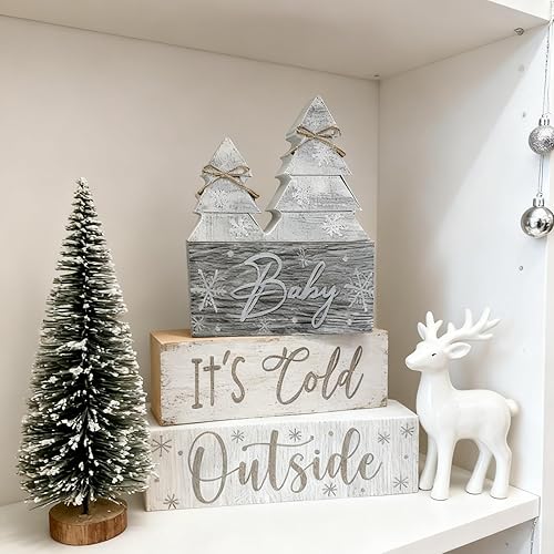 Miniatura 2 de 4 piezas de decoraciones navideñas para interiores  Decoración de mesa de árbol de Navidad para el hogar  Centro de mesa de madera para mesa