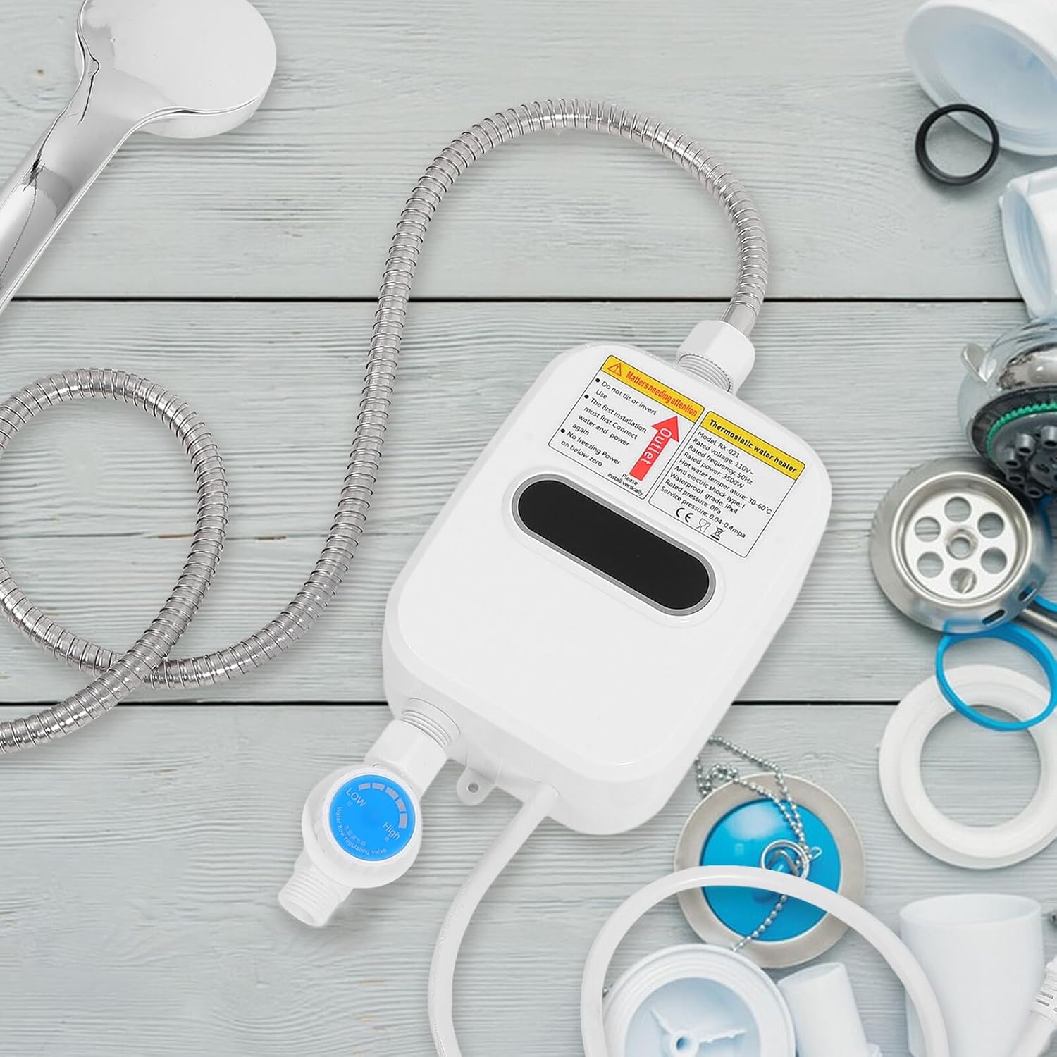 Gadpiparty Instant Electric Tankless Water Heater Small Mini Shower Hot Water Heater with Safety Protection Efficient Quick Heating for Home School RV Use American Plug