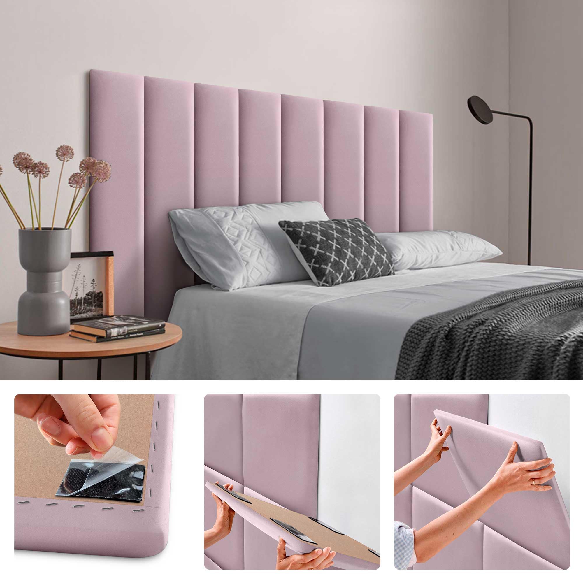DHOME Pannelli Imbottiti in Velluto Autoadesivi per Parete Acustici Fonoassorbenti Protezione dagli Impatti Testiere Decorazione Casa Camera da Letto (Salmone, 60x30cm)