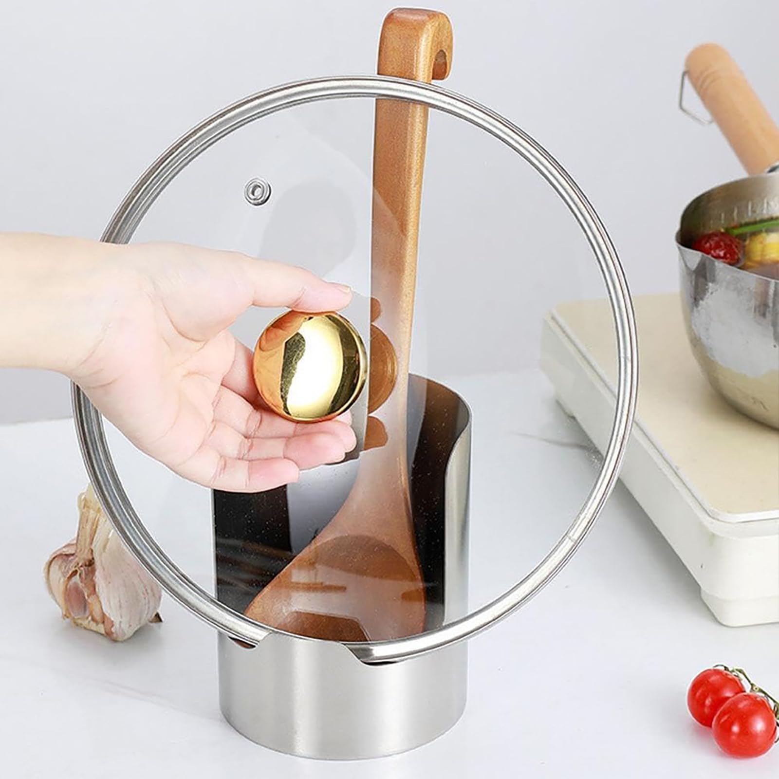 Robuster Küchenhelfer-Organizer aus Edelstahl, Küchenutensilienhalter aus Edelstahl – für Pfannenwender, Schöpfkellen, Schneidebretter & Topfdeckel; platzsparender Organizer (2pcs)
