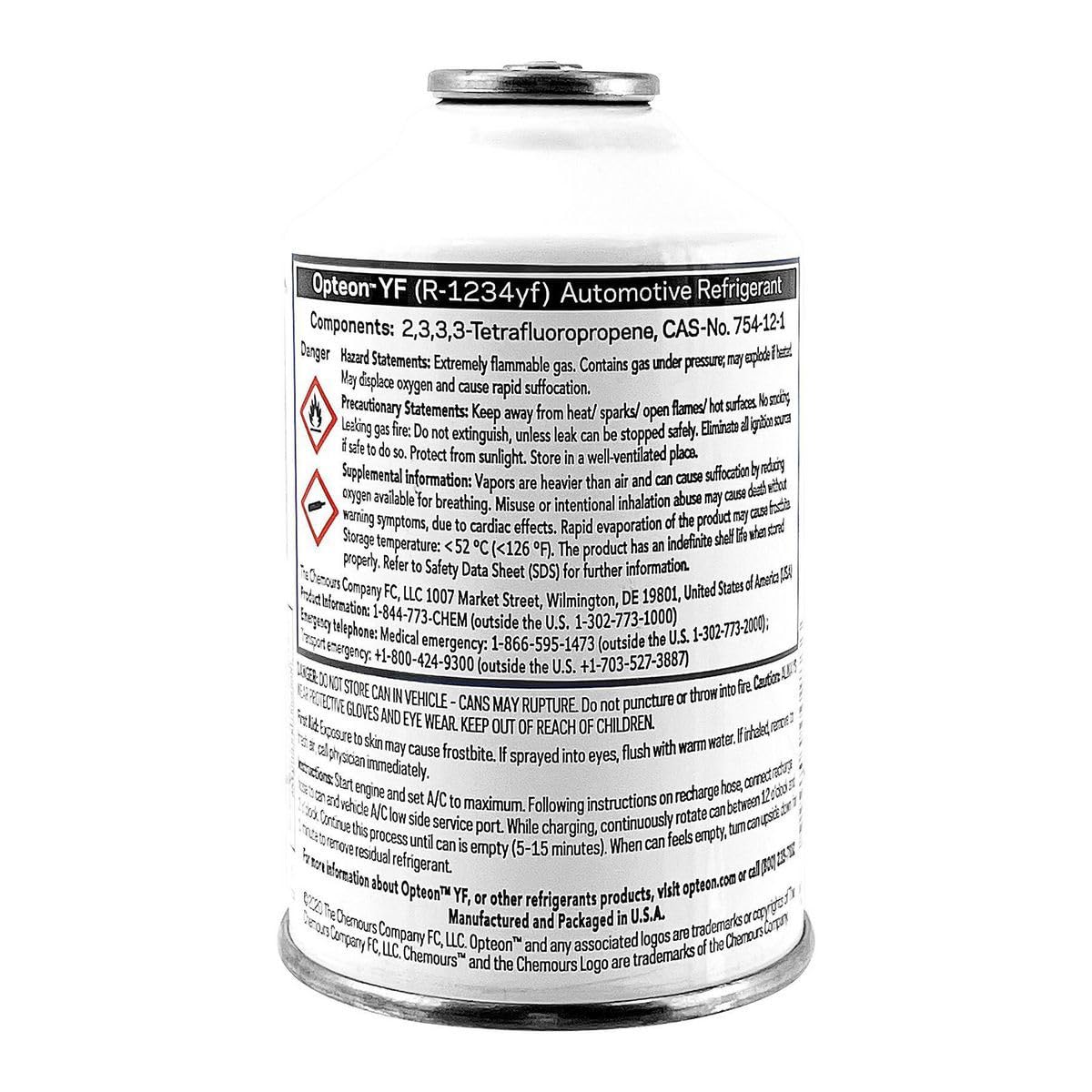 Automotive Air Conditioning Refrigerant | Compatible with R-1234YF Systems | CARB Certified | Low GWP | for Vehicle A/C Recharge | 12 oz Can (4 Cans)