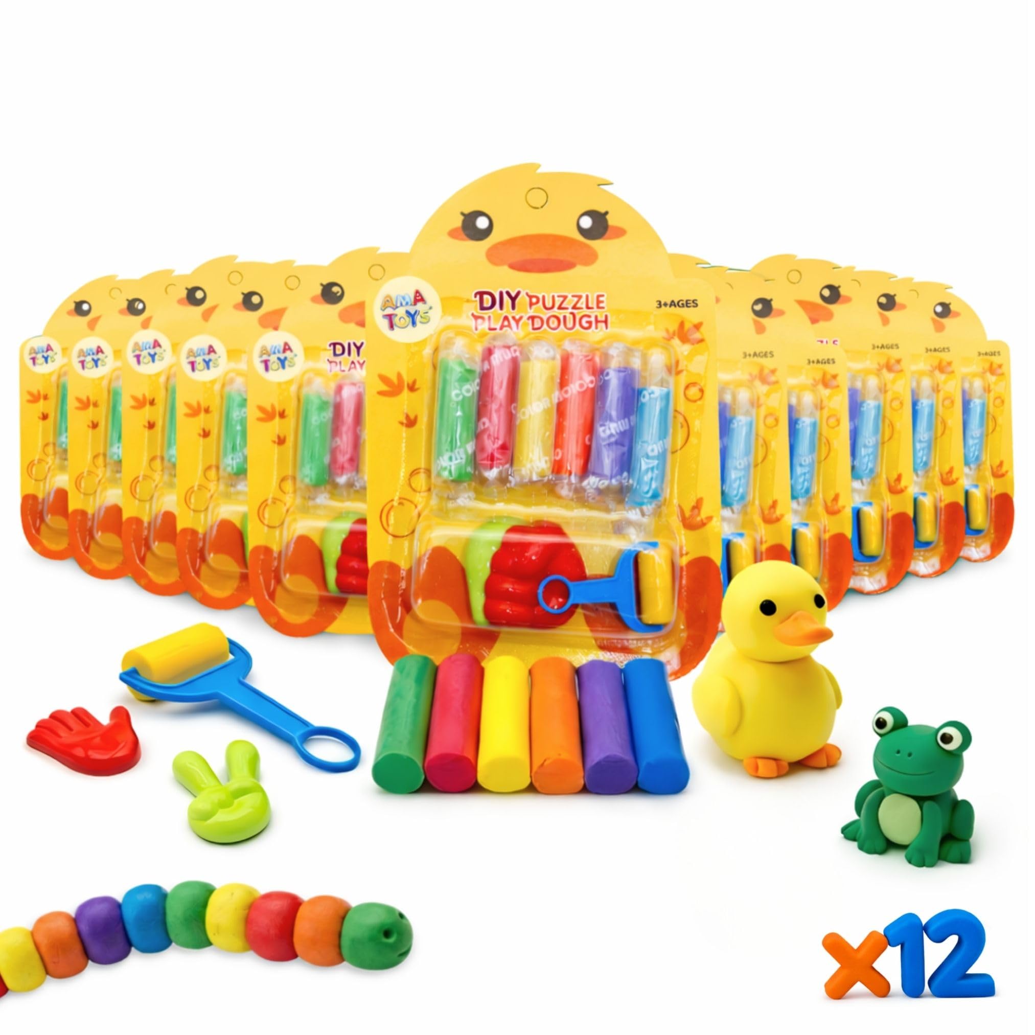 Plastilina con Moldes para Niños - Pack de 12 - AMATOYS - Mini Kit de Manualidades para Cumpleaños, Piñatas, Colegio y Detalles Fin de Curso - Regalitos para Invitados (Pato) — view 9