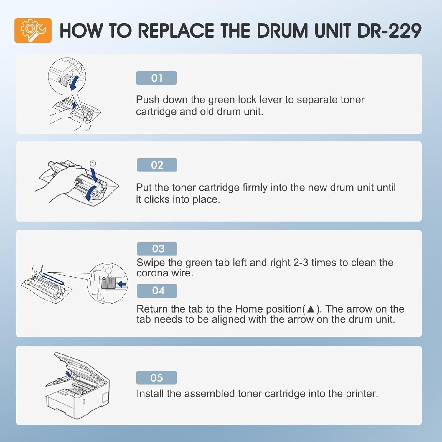 DR229 DR229CL Drum Unit 4-Pack Compatible Replacement for Brother DR229 DR-229CL for MFC-L3780cdw MFC-L3720cdw HL-L3220cdw HL-L3280cdw HL-L3295cdw DCP-L3560cdw Printer