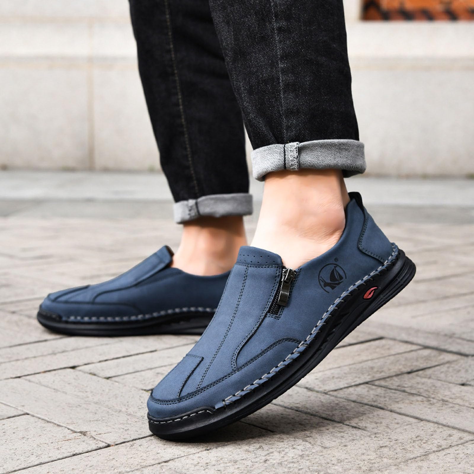 Mokassins Herren - Leicht Sommerschuhe Slipper Sommer Herrenschuhe Shoes Leichte Halbschuhe Slip On Hausschuhe Men Leder Schuhe Loafer Sneaker Schlupfschuhe Freizeitschuhe 04