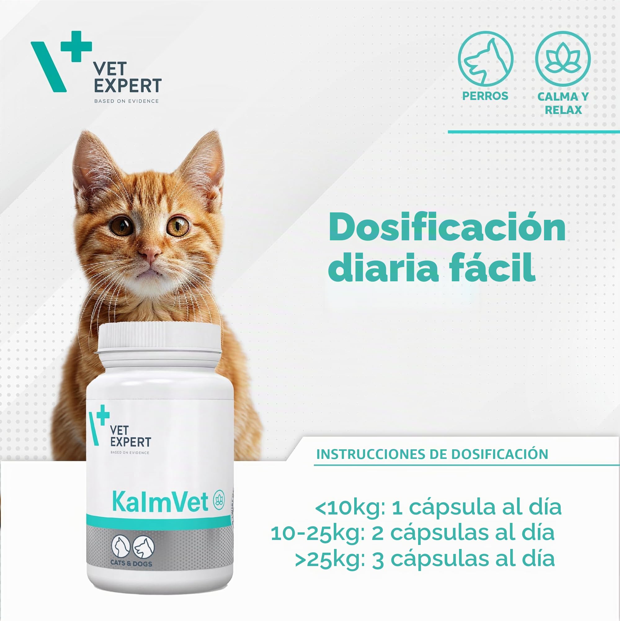 KALMVET 60 Cápsulas TWIST OFF - Alivio del estrés para perros y gatos de VET EXPERT
