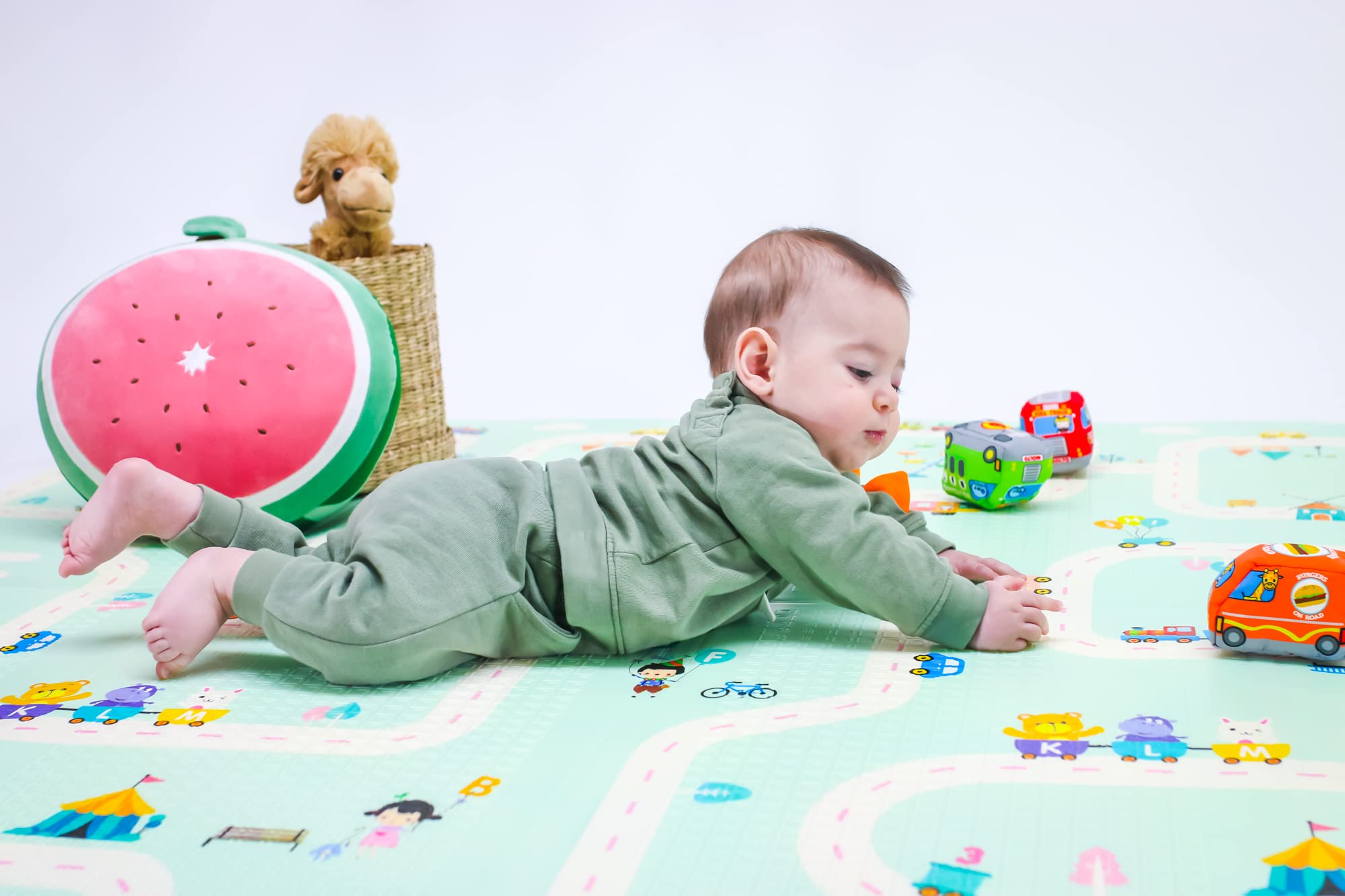 Spielmatte für Babys, faltbar, rutschfest, extra groß, wendbar, wasserdicht, tragbar, doppelseitig.