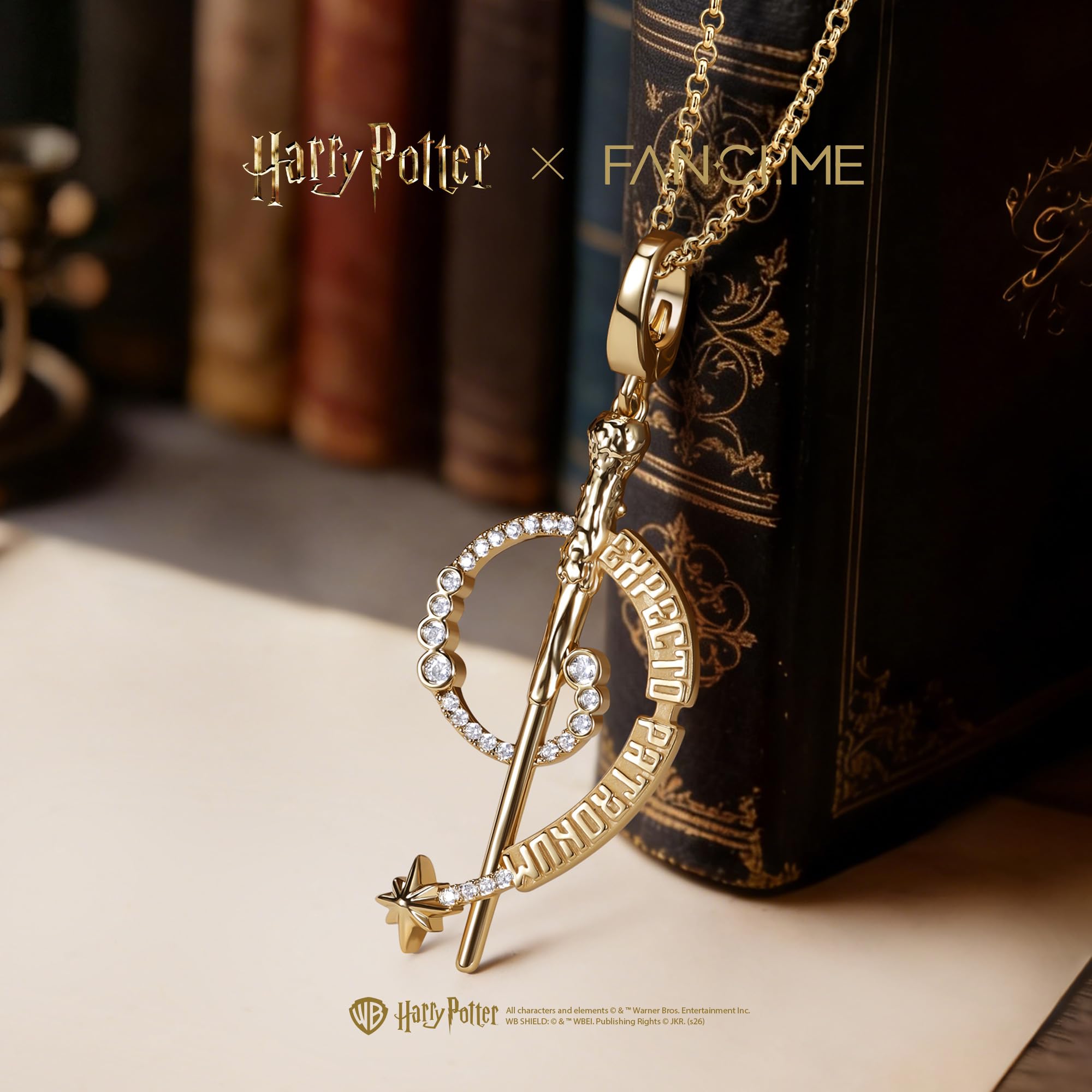 FANCIME Harry Potter x Kollaboration - Harry Potter/Hermione/Ron/Malfoy/Dumbledore Wand Halskette, Gelb Plated Copper Pendant Halskette Schmuckgeschenke für Damen Mädchen