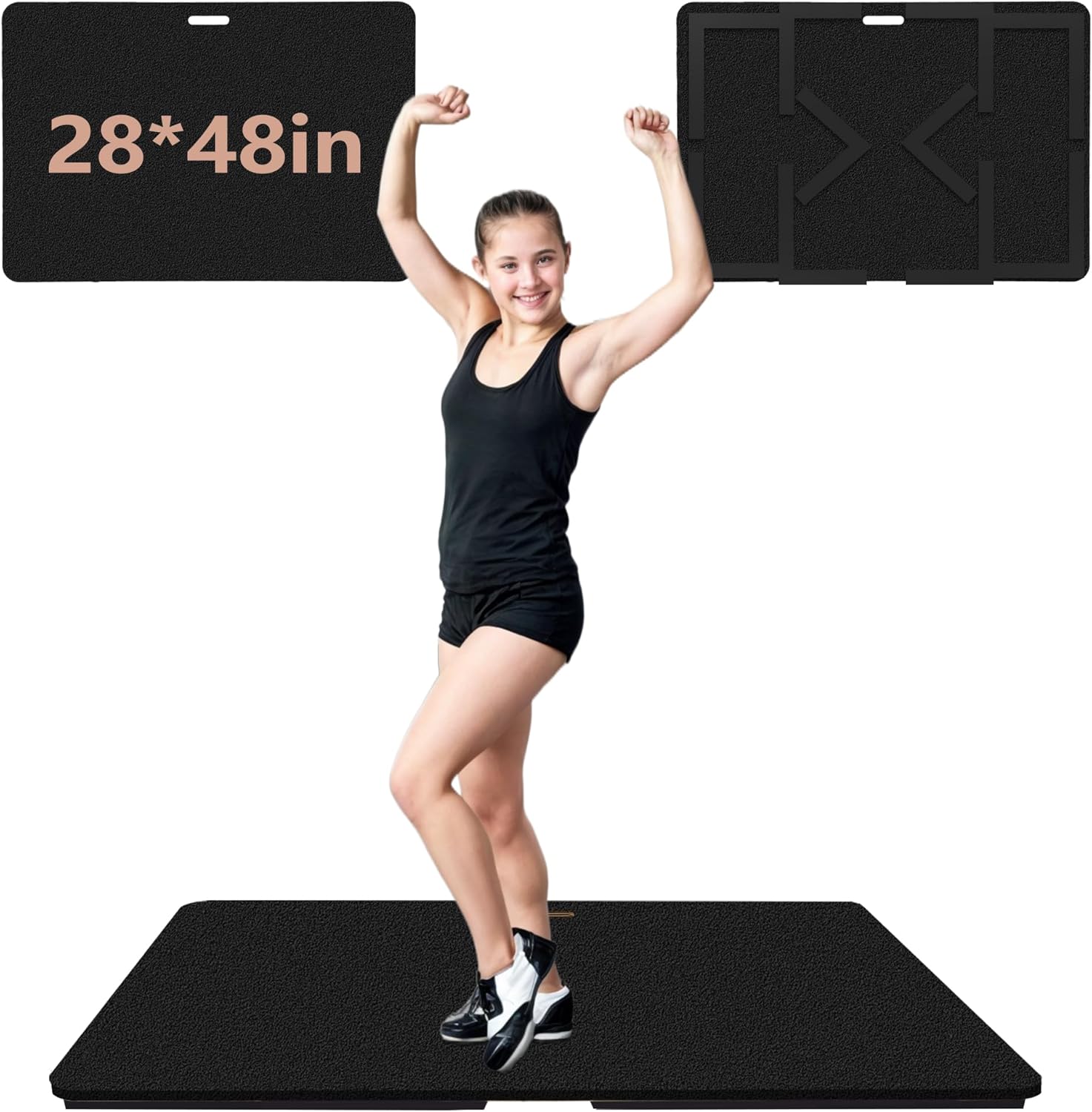 Portable Dance Floor, Tap Dance Floor, Tap Dancing Practice Board, Professional Tap Board for Tap Dancing, 48'' L x 28'' W Black
