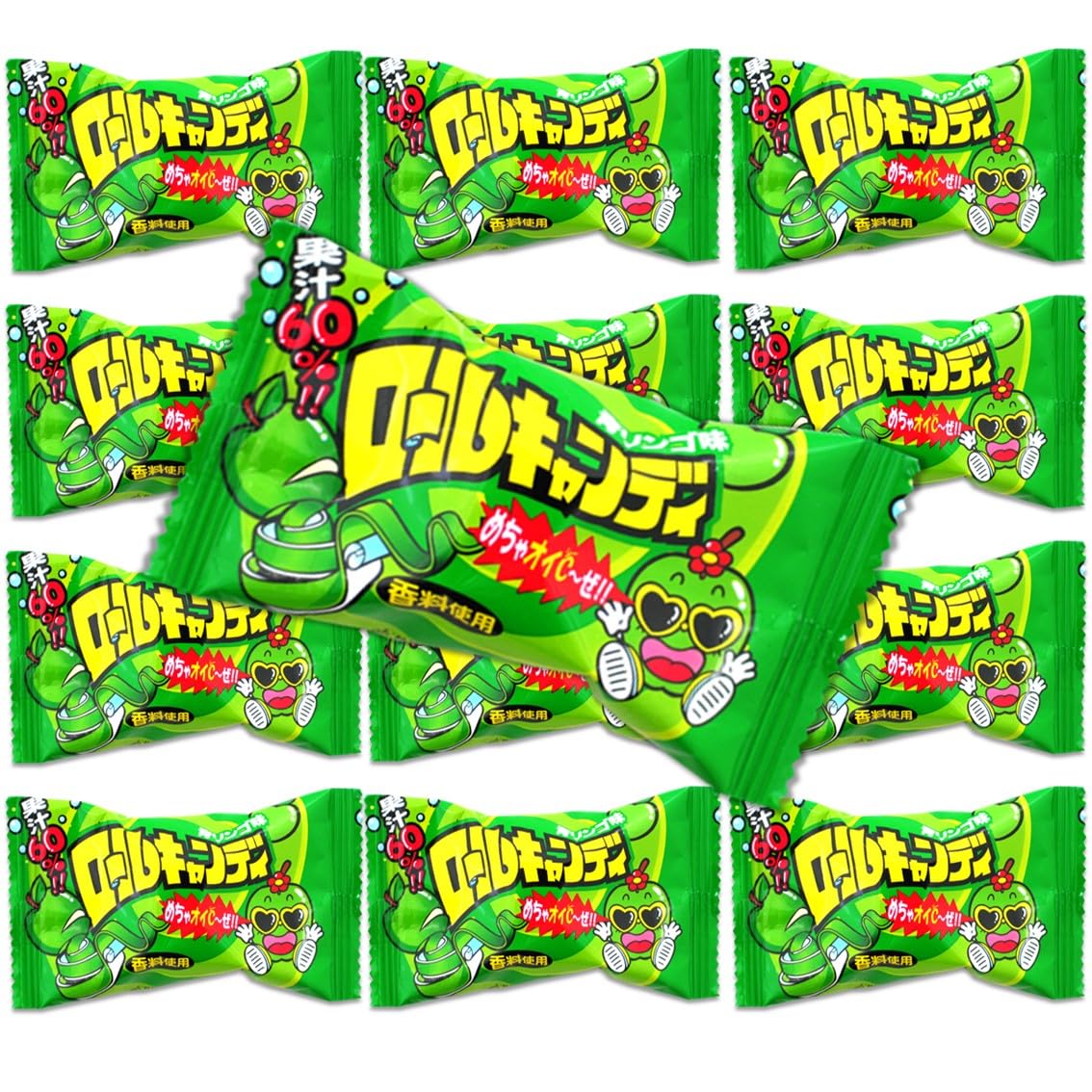 Amazon.co.jp: やおきん ロールキャンディ 青りんご味 12個 駄菓子