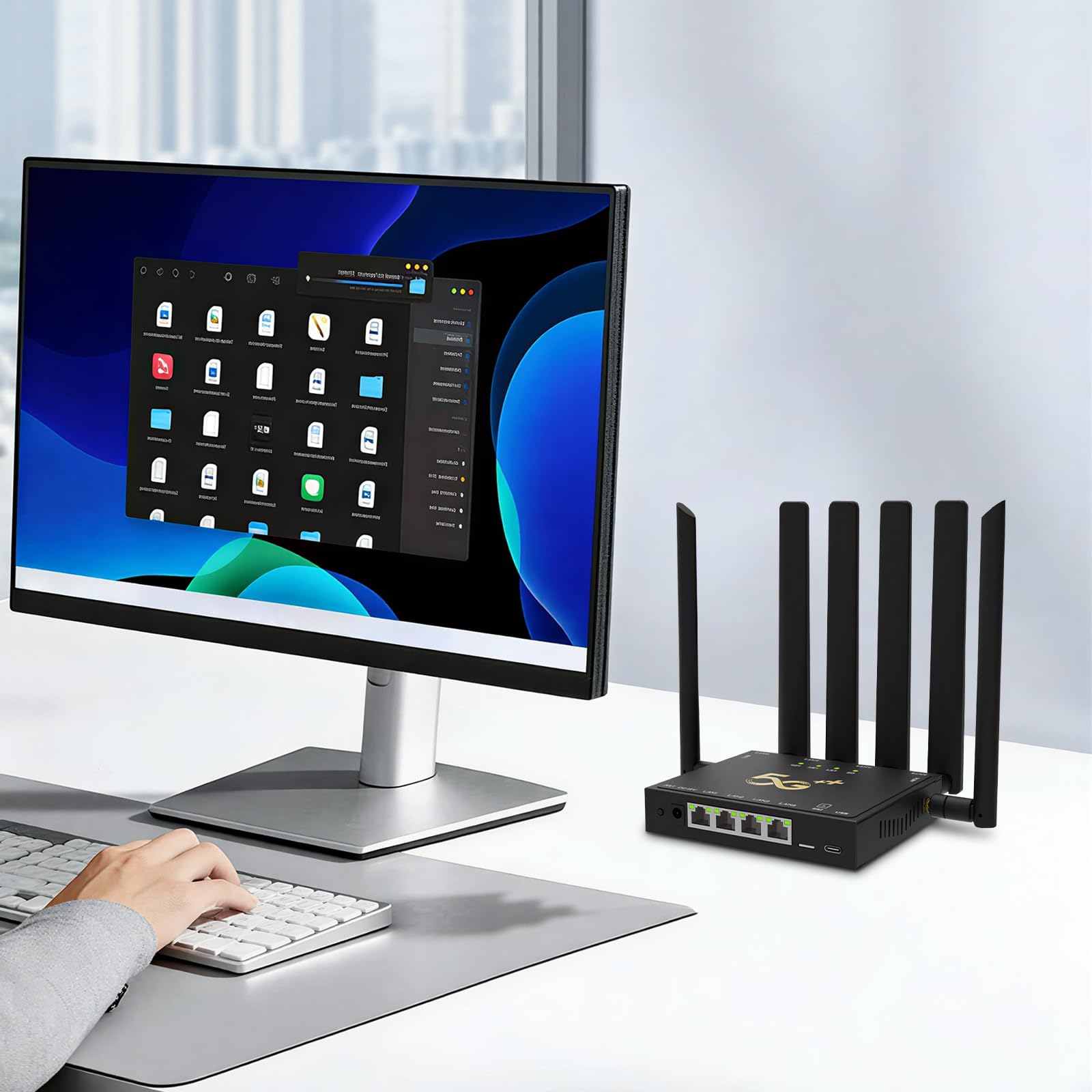 Router 5G WiFi 6, 6 antenne, scheda SIM, porta LAN Gigabit | Cassa in metallo, doppia banda 2,4 e 5,8 GHz, accesso 5G 4G, Casa Ufficio Zone senza fibra